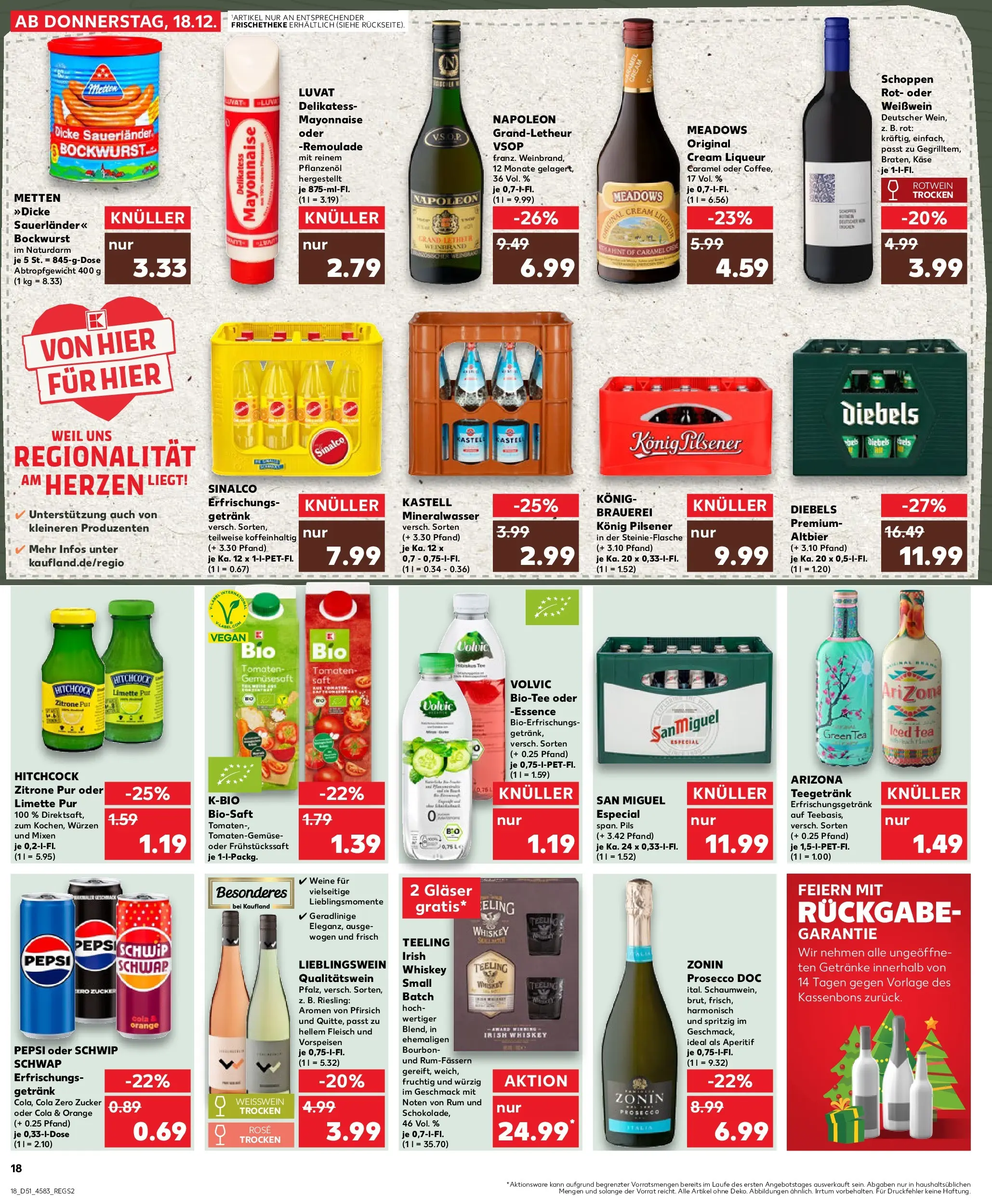 Prospekt Kaufland ab 18.12.2025 » Angebote Online zum Blättern | Seite: 18 | Produkte: Cola, Pils, Mayonnaise, Fleisch