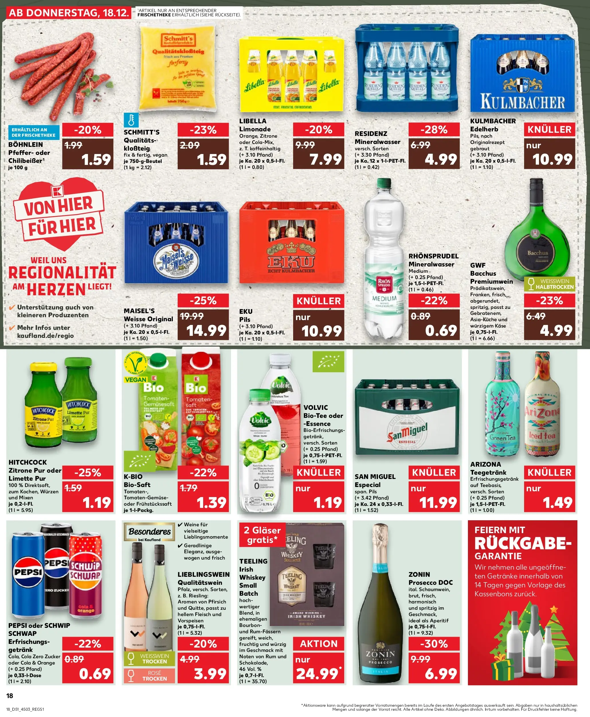 Prospekt Kaufland ab 18.12.2025 » Angebote Online zum Blättern | Seite: 18 | Produkte: Limonade, Pfirsich, Volvic, Fleisch