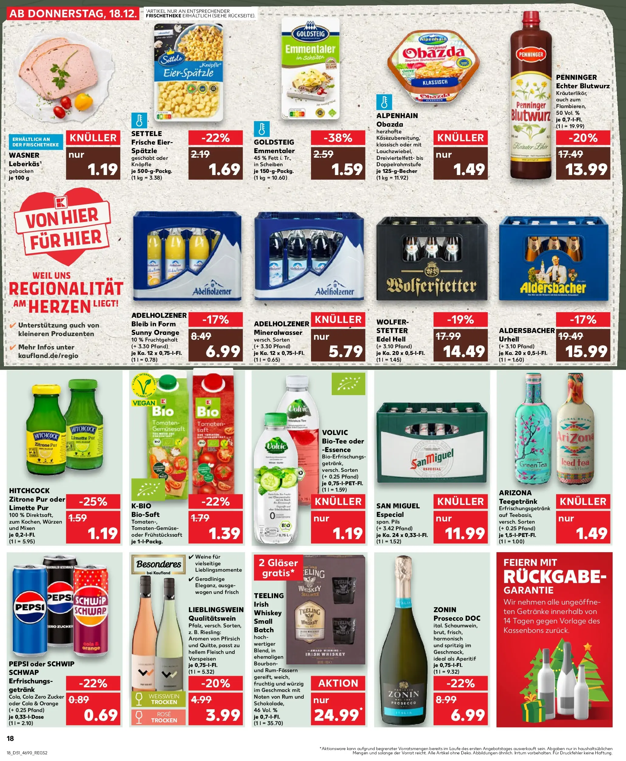 Prospekt Kaufland ab 18.12.2025 » Angebote Online zum Blättern | Seite: 18 | Produkte: Pils, Adelholzener, Limette, Fleisch