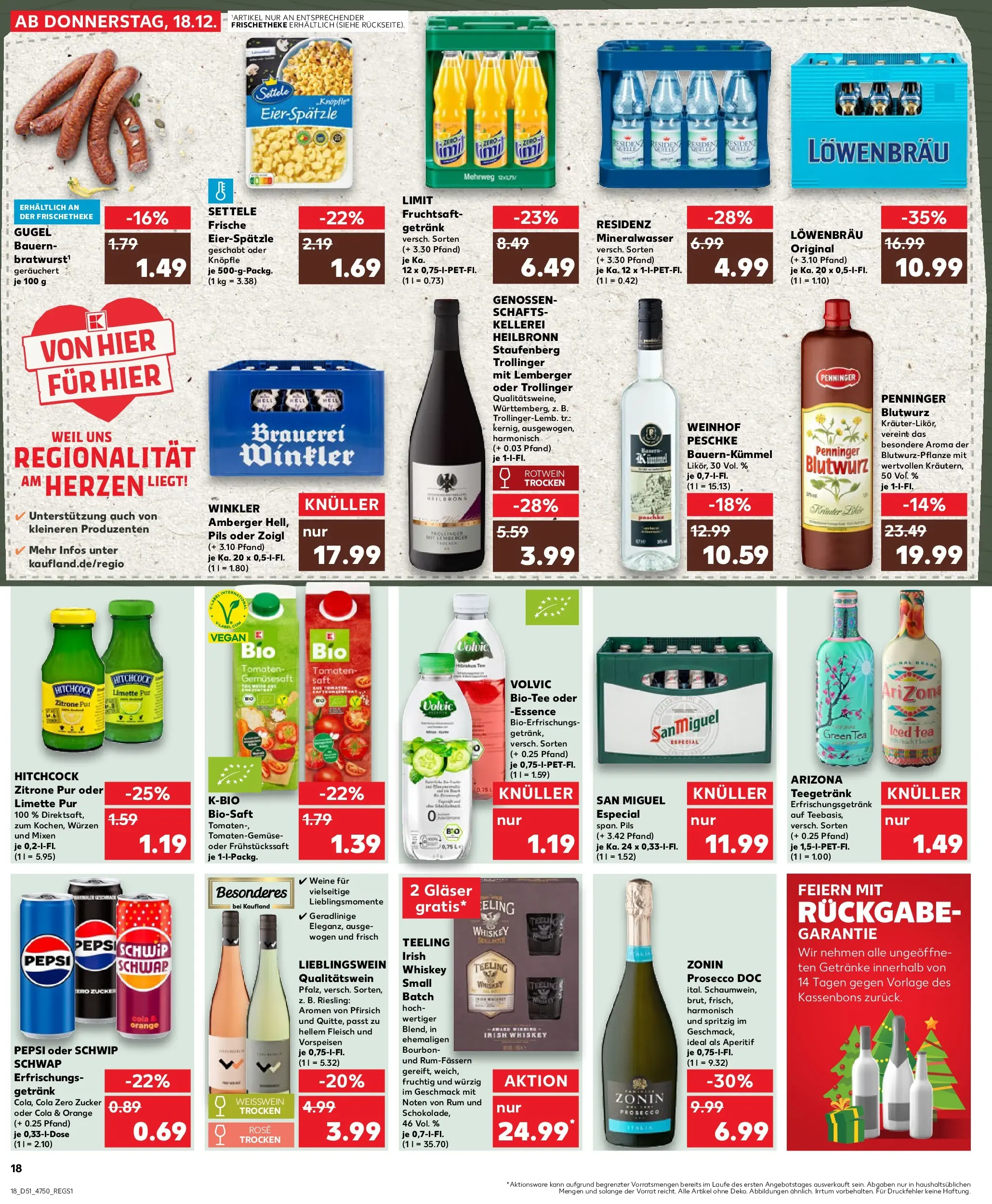 Prospekt Kaufland ab 18.12.2025 » Angebote Online zum Blättern | Seite: 18 | Produkte: Tomaten, Schwip schwap, Prosecco, Fleisch
