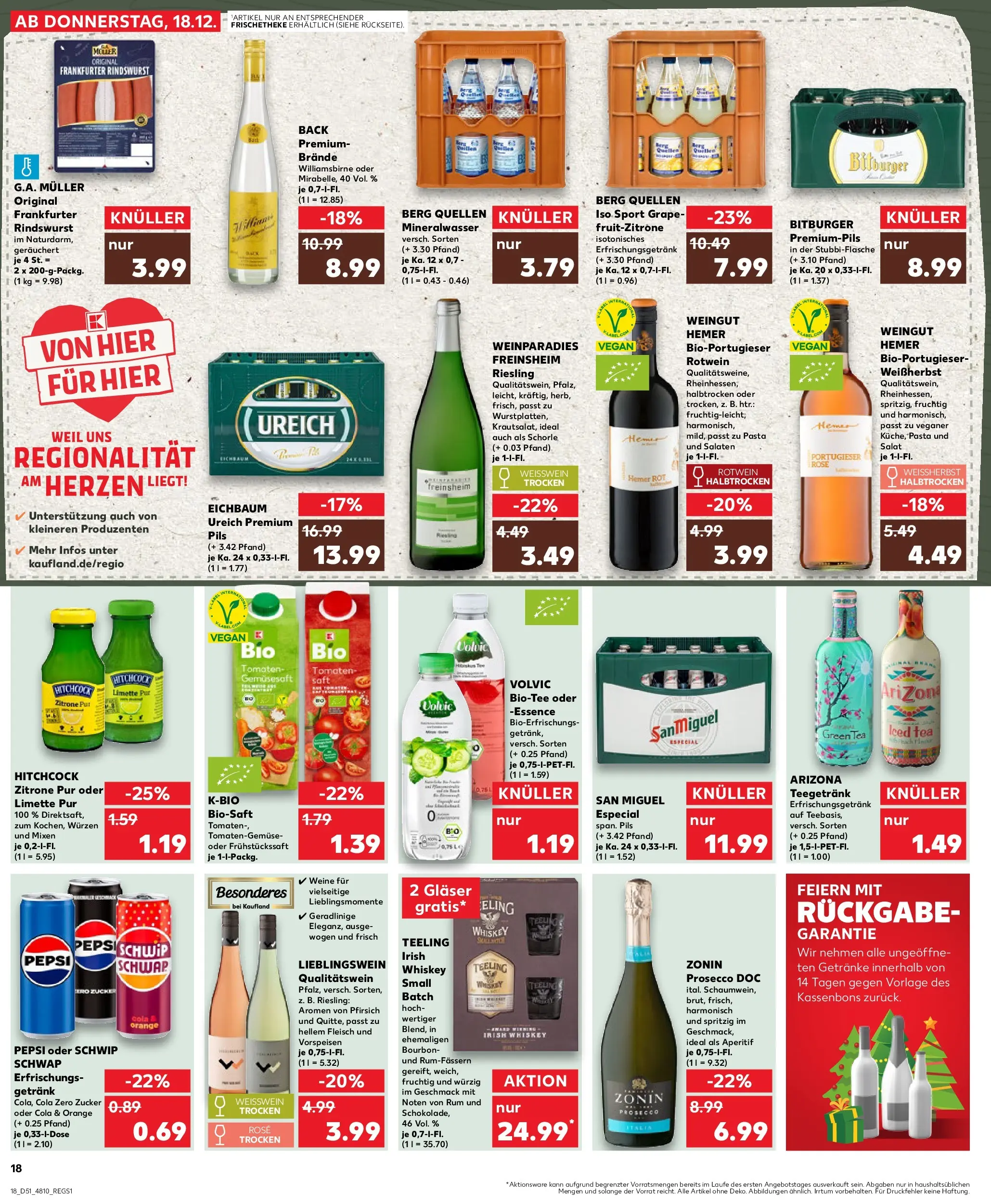 Prospekt Kaufland ab 18.12.2025 » Angebote Online zum Blättern | Seite: 18 | Produkte: Bitburger, Cola, Whiskey, Salat