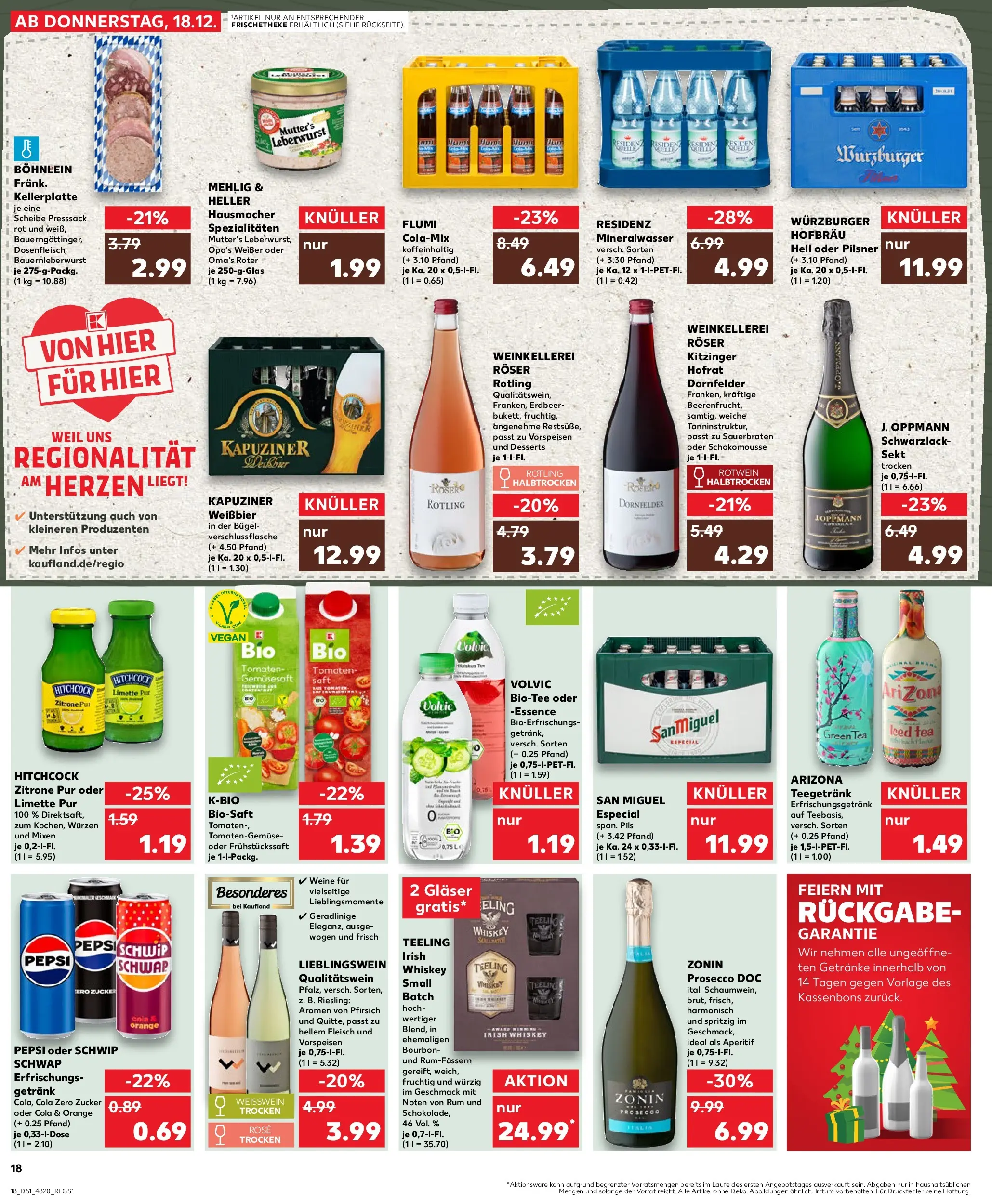 Prospekt Kaufland ab 18.12.2025 » Angebote Online zum Blättern | Seite: 18 | Produkte: Cola, Schwip schwap, Pfirsich, Volvic