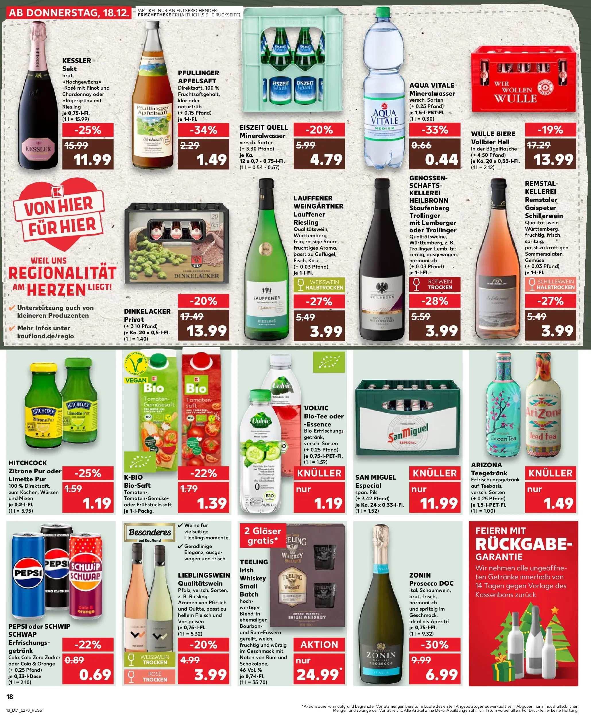 Prospekt Kaufland ab 18.12.2025 » Angebote Online zum Blättern | Seite: 18 | Produkte: Weißwein, Pils, Apfelsaft, Volvic