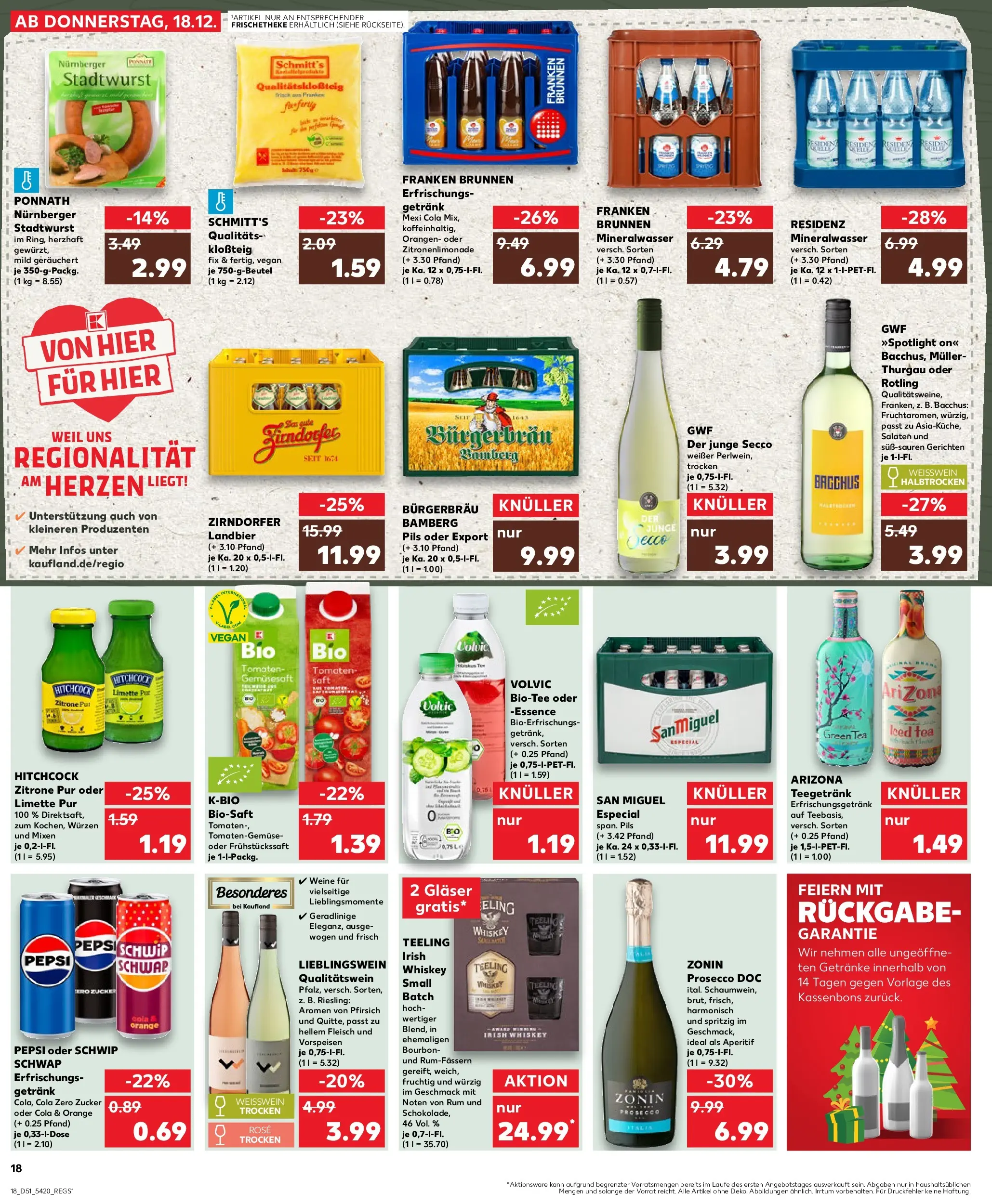 Prospekt Kaufland ab 17.12.2025 » Angebote Online zum Blättern | Seite: 18 | Produkte: Pils, Mineralwasser, Zitrone, Fleisch