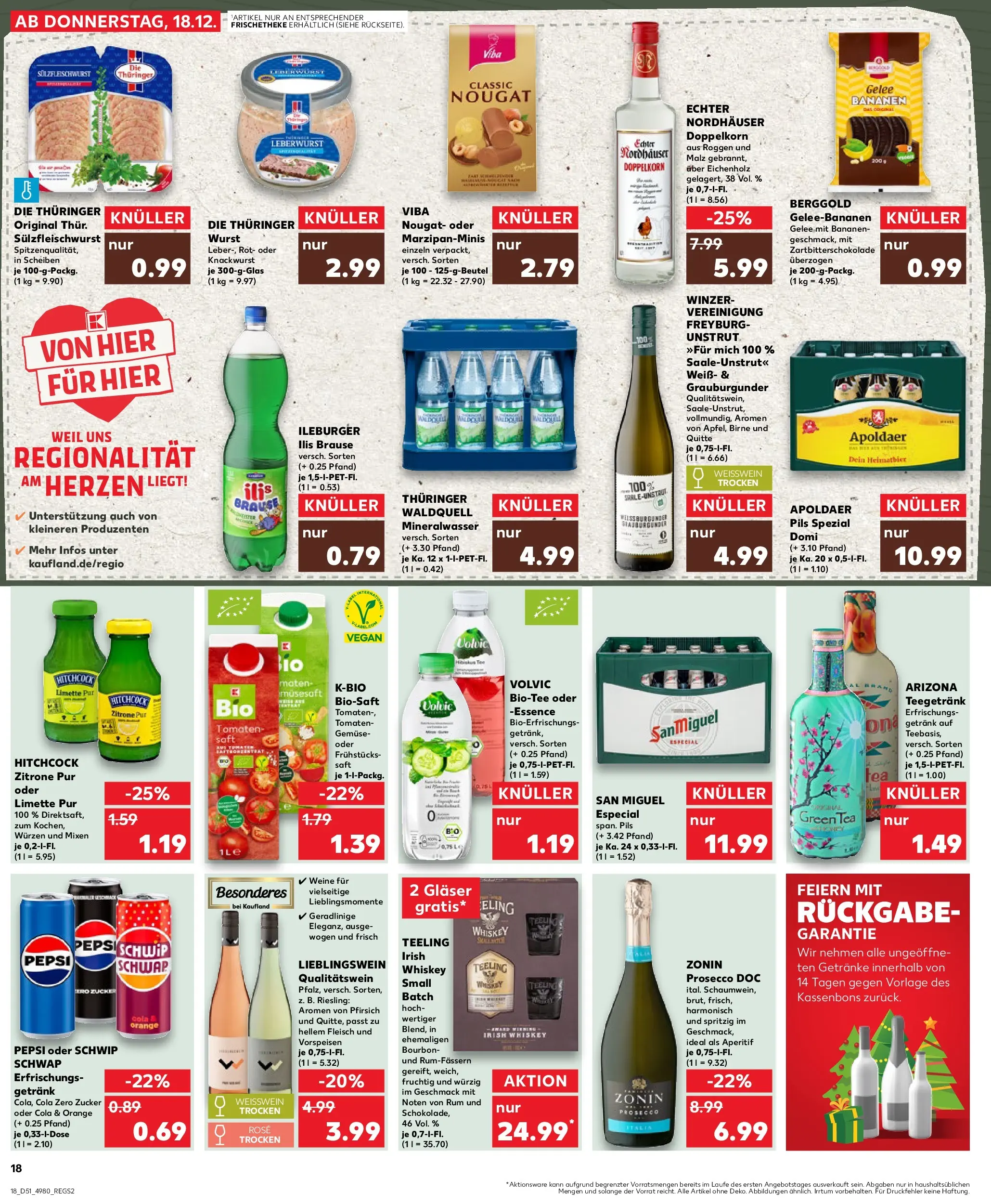Prospekt Kaufland ab 18.12.2025 » Angebote Online zum Blättern | Seite: 18 | Produkte: Weißwein, Gemüse, Zitrone, Pfirsich