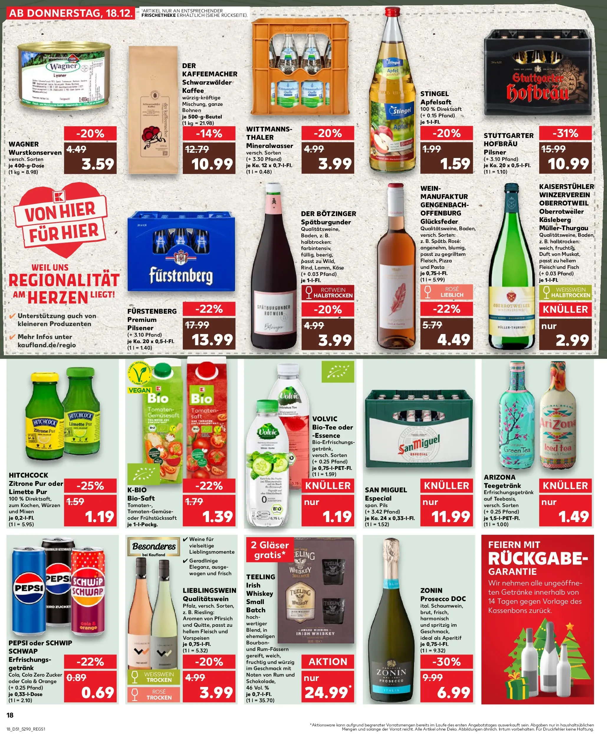 Prospekt Kaufland ab 18.12.2025 » Angebote Online zum Blättern | Seite: 18 | Produkte: Käse, Kaffee, Saft, Volvic