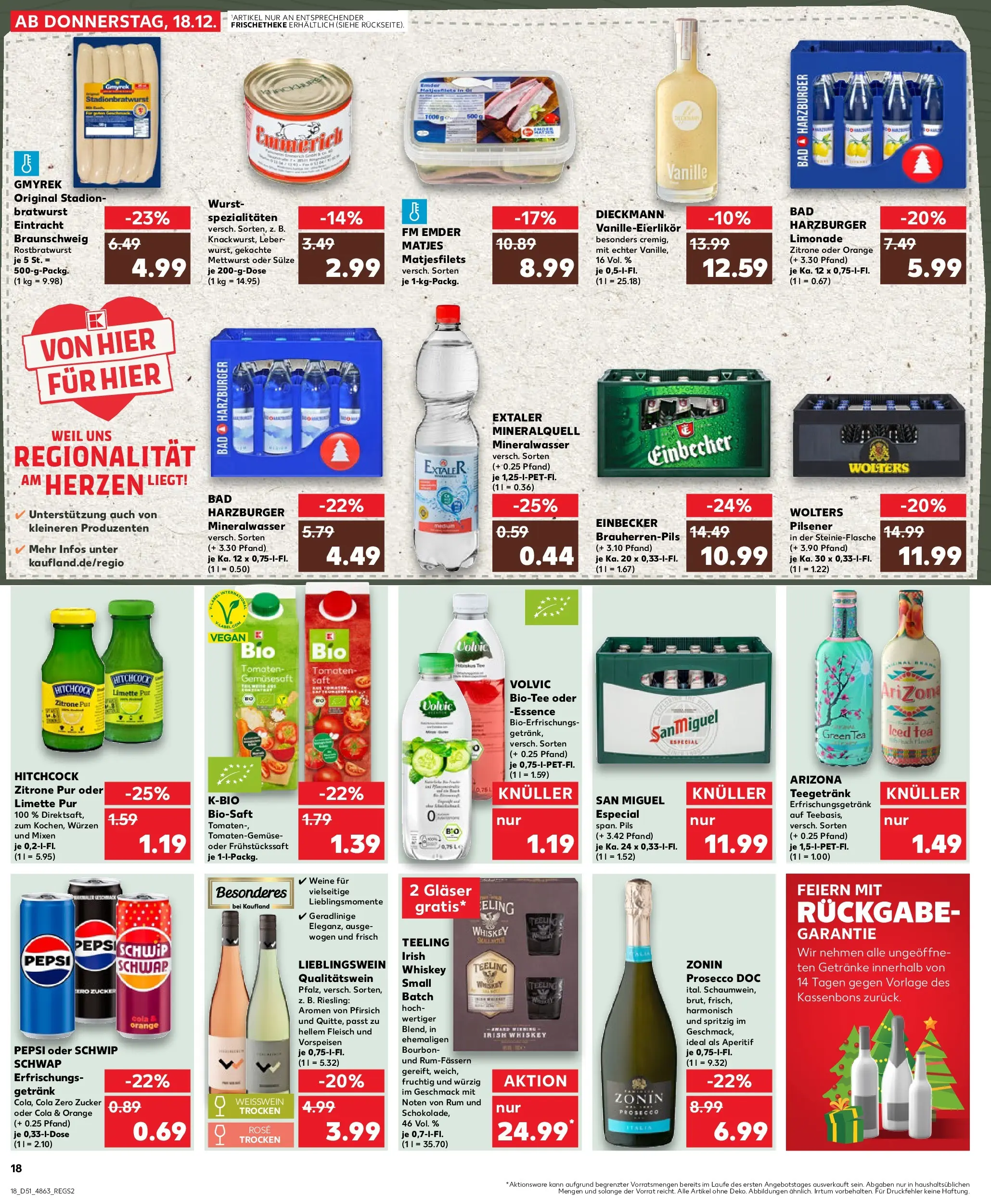 Prospekt Kaufland ab 18.12.2025 » Angebote Online zum Blättern | Seite: 18 | Produkte: Bad, Pfirsich, Bourbon, Volvic