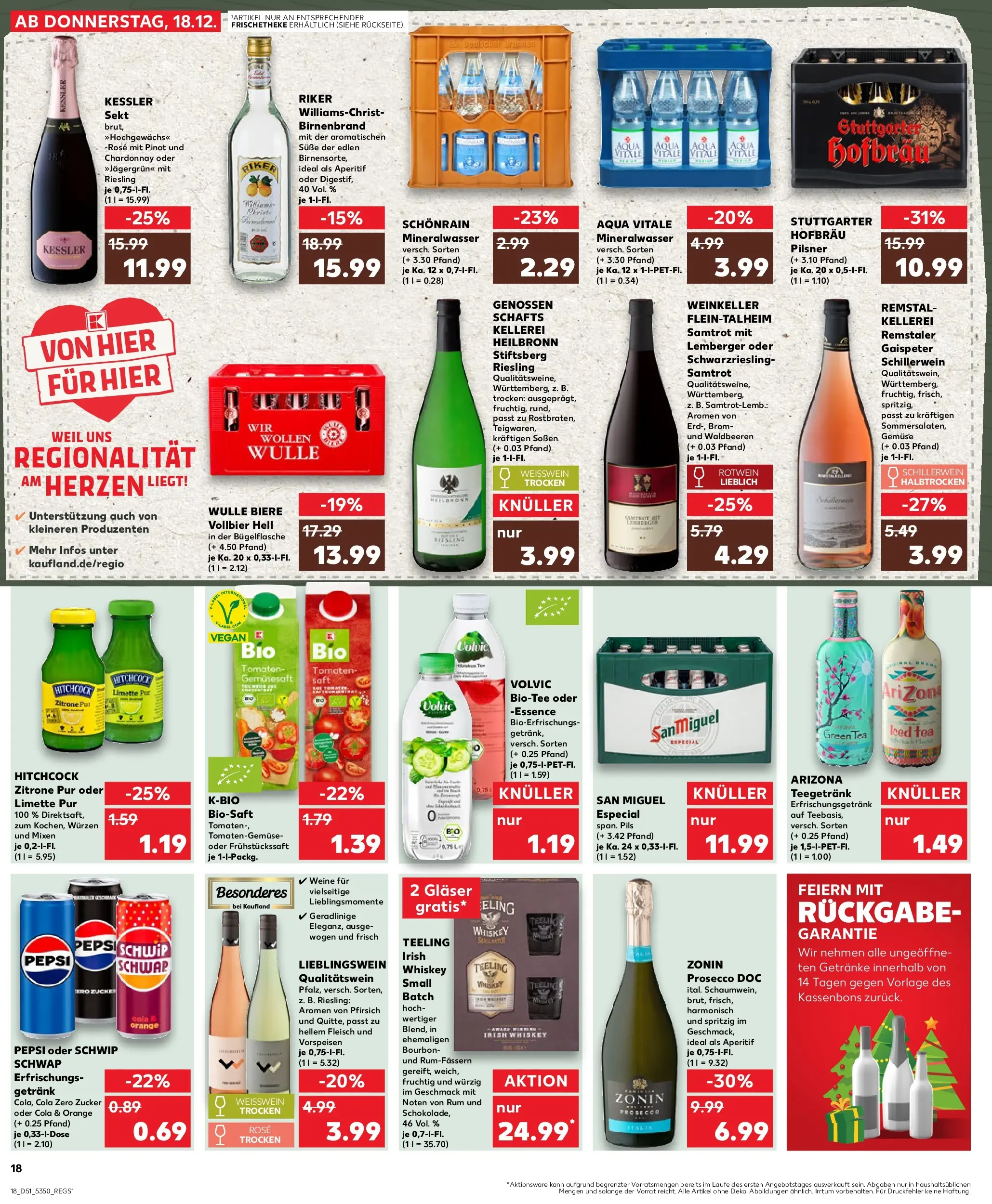 Prospekt Kaufland ab 18.12.2025 » Angebote Online zum Blättern | Seite: 18 | Produkte: Rum, Schwip schwap, Gemüse, Whiskey