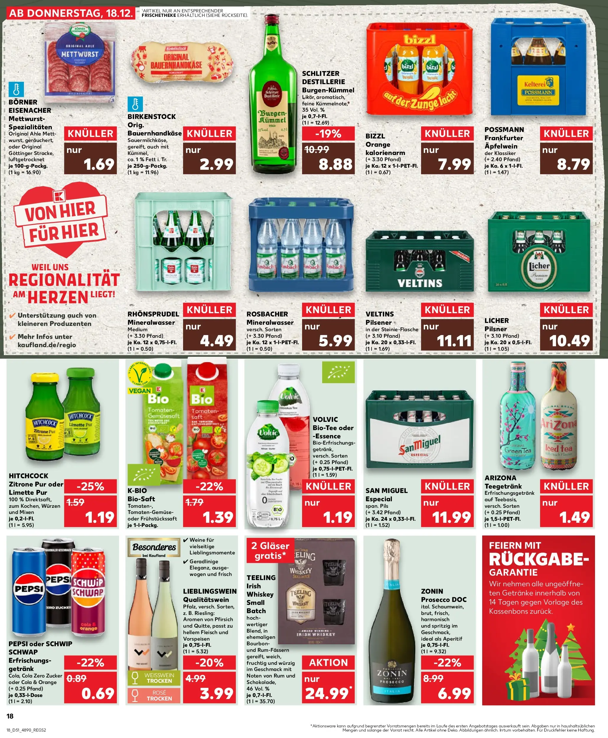 Prospekt Kaufland ab 18.12.2025 » Angebote Online zum Blättern | Seite: 18 | Produkte: Tomaten, Prosecco, Zucker, Pepsi