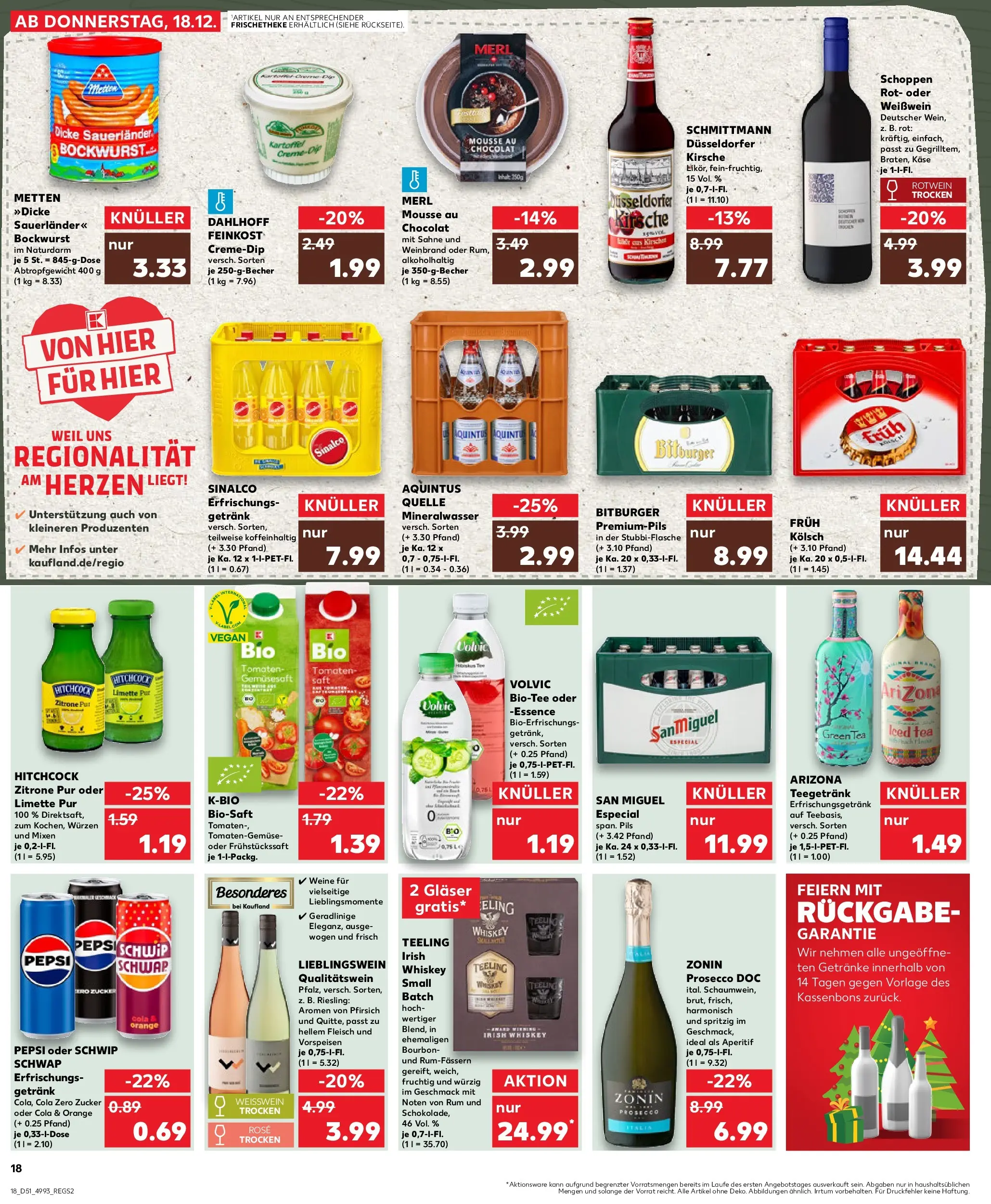 Prospekt Kaufland ab 18.12.2025 » Angebote Online zum Blättern | Seite: 18 | Produkte: Mineralwasser, Zucker, Limette, Whiskey