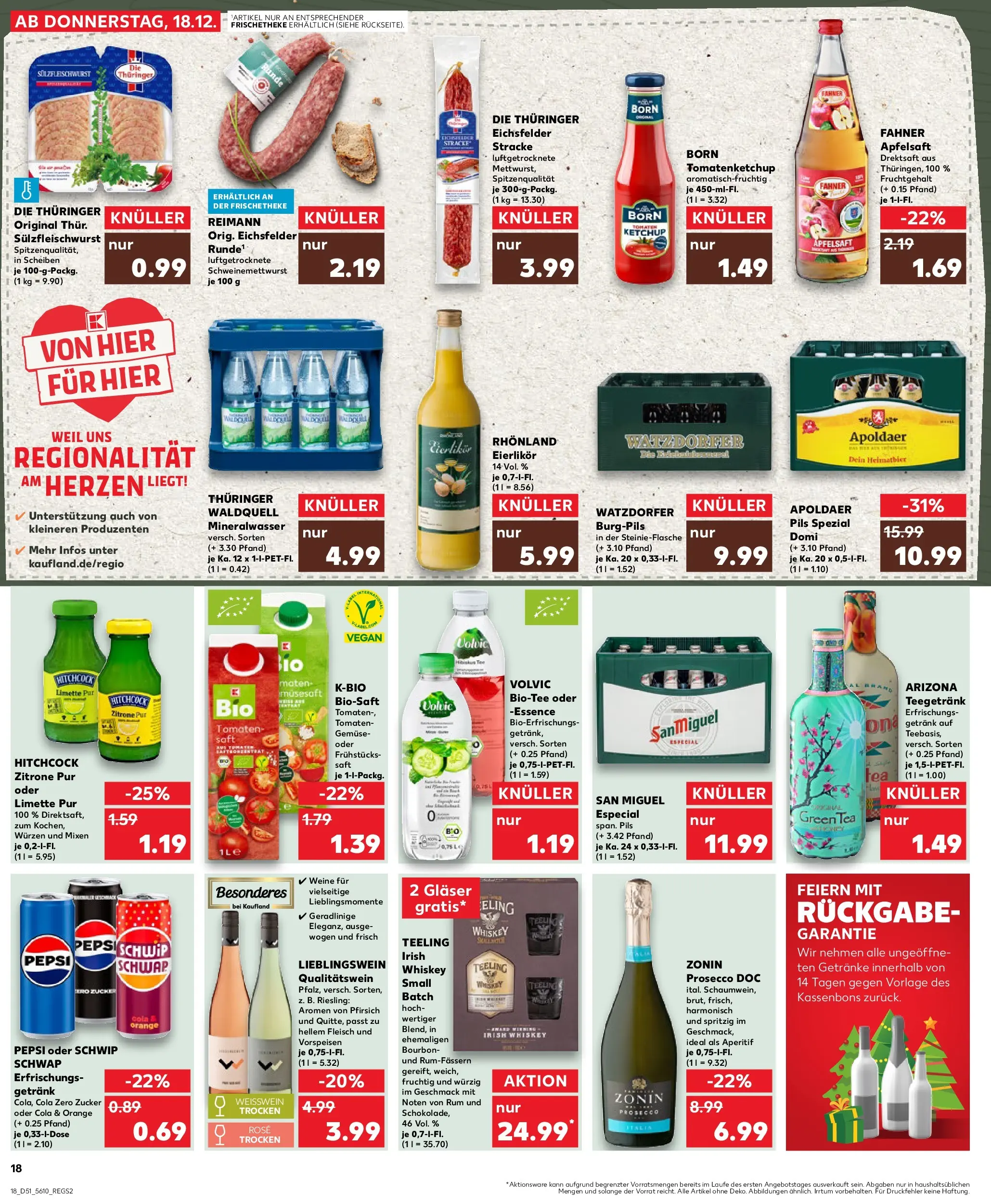 Prospekt Kaufland ab 18.12.2025 » Angebote Online zum Blättern | Seite: 18 | Produkte: Tomaten, Schwip schwap, Pepsi, Volvic