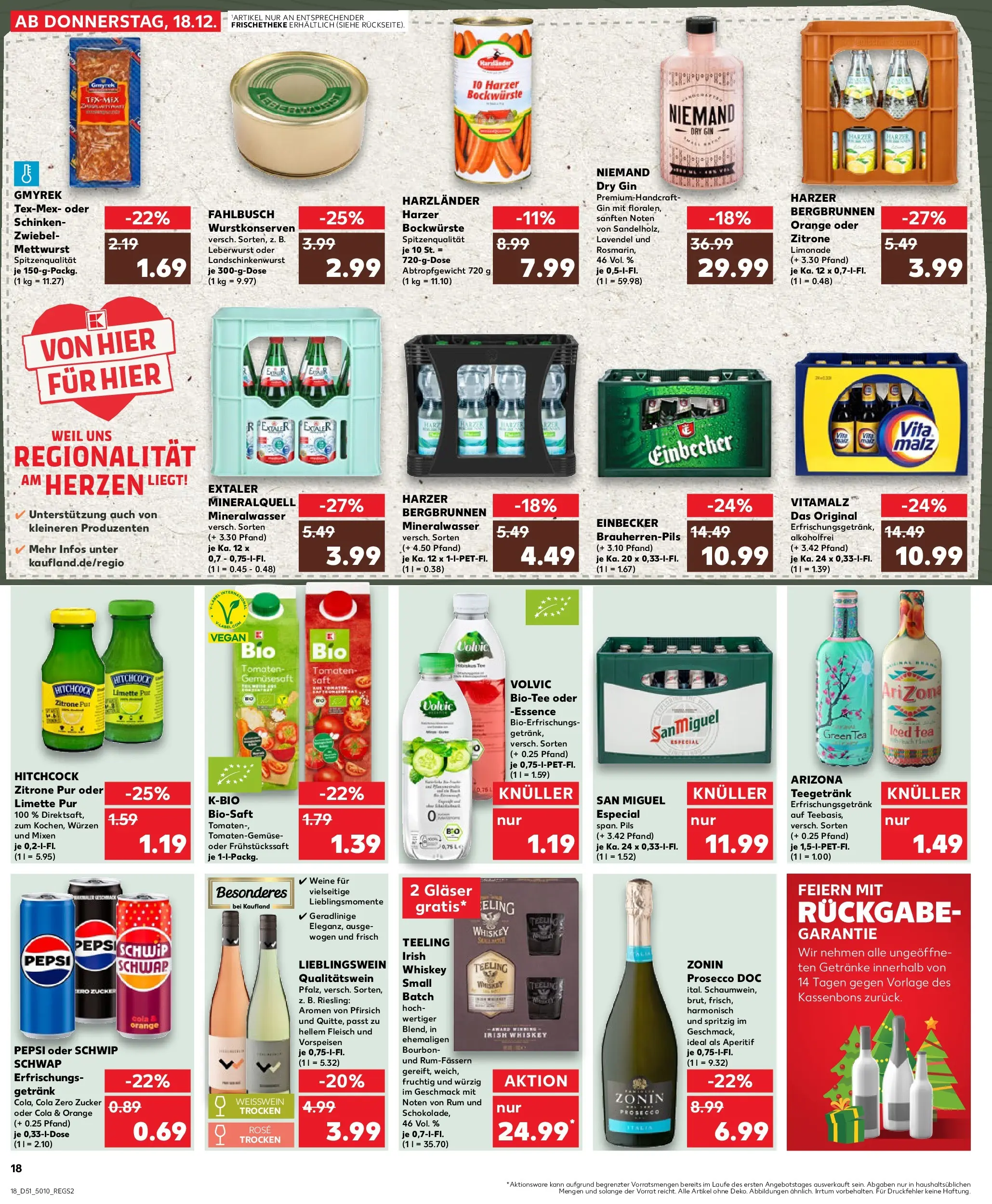 Prospekt Kaufland ab 18.12.2025 » Angebote Online zum Blättern | Seite: 18 | Produkte: Tomaten, Zucker, Pepsi, Volvic