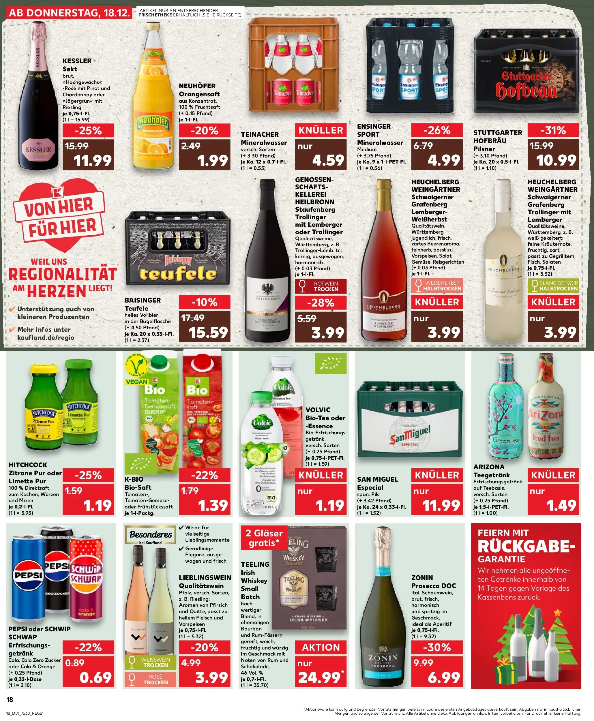 Prospekt Kaufland ab 18.12.2025 » Angebote Online zum Blättern | Seite: 18 | Produkte: Rotwein, Prosecco, Bourbon, Fleisch
