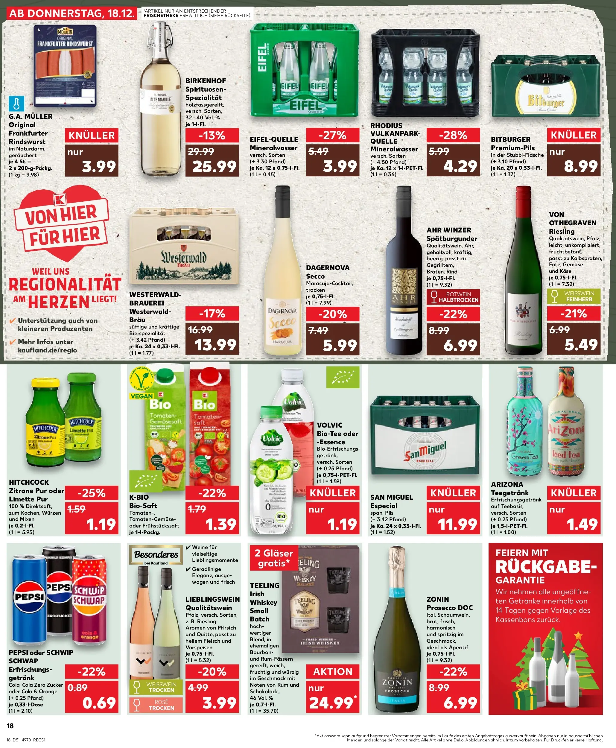 Prospekt Kaufland ab 18.12.2025 » Angebote Online zum Blättern | Seite: 18 | Produkte: Cola, Prosecco, Pfirsich, Bourbon