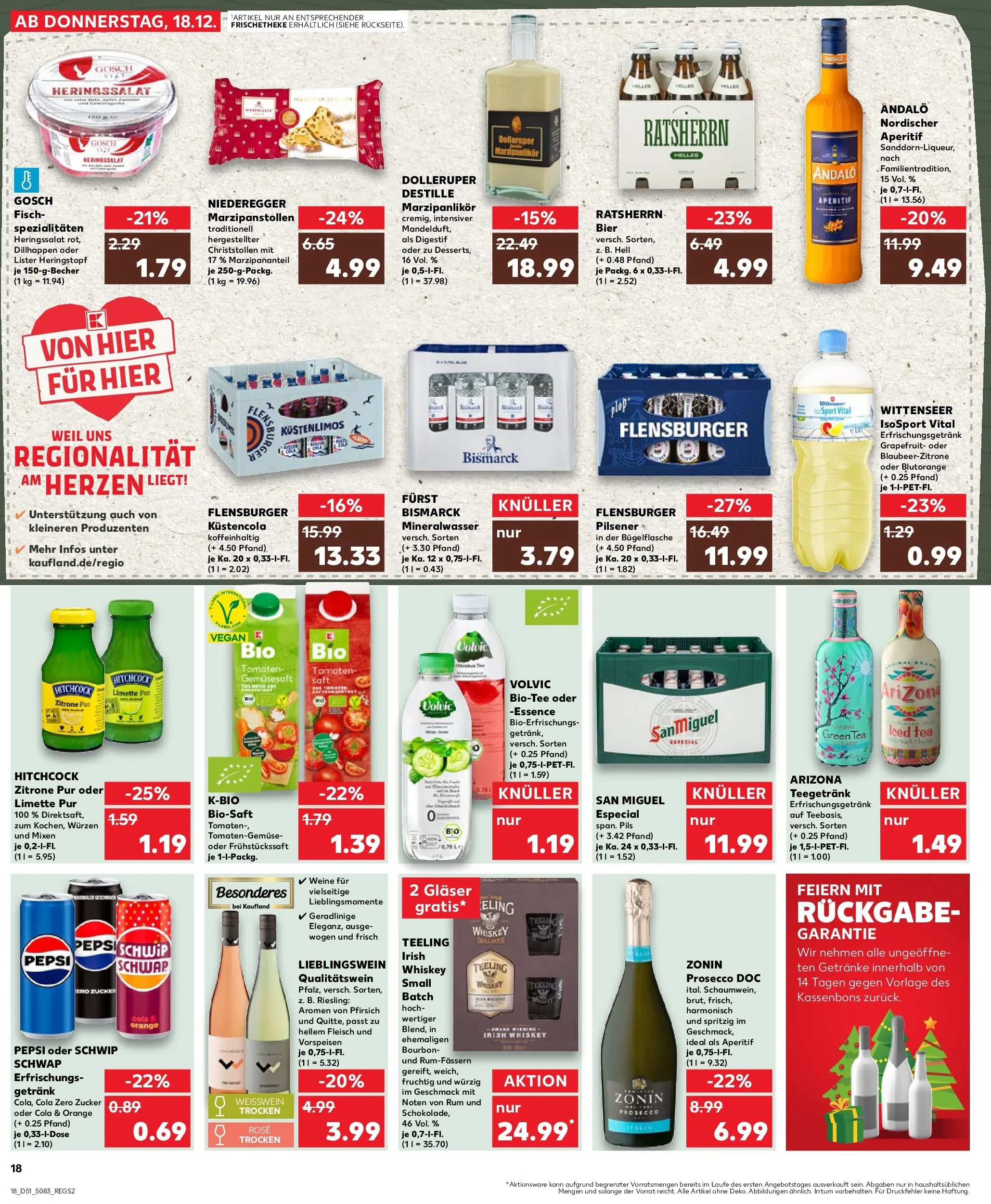 Prospekt Kaufland ab 18.12.2025 » Angebote Online zum Blättern | Seite: 18 | Produkte: Cola, Bier, Weißwein, Pfirsich