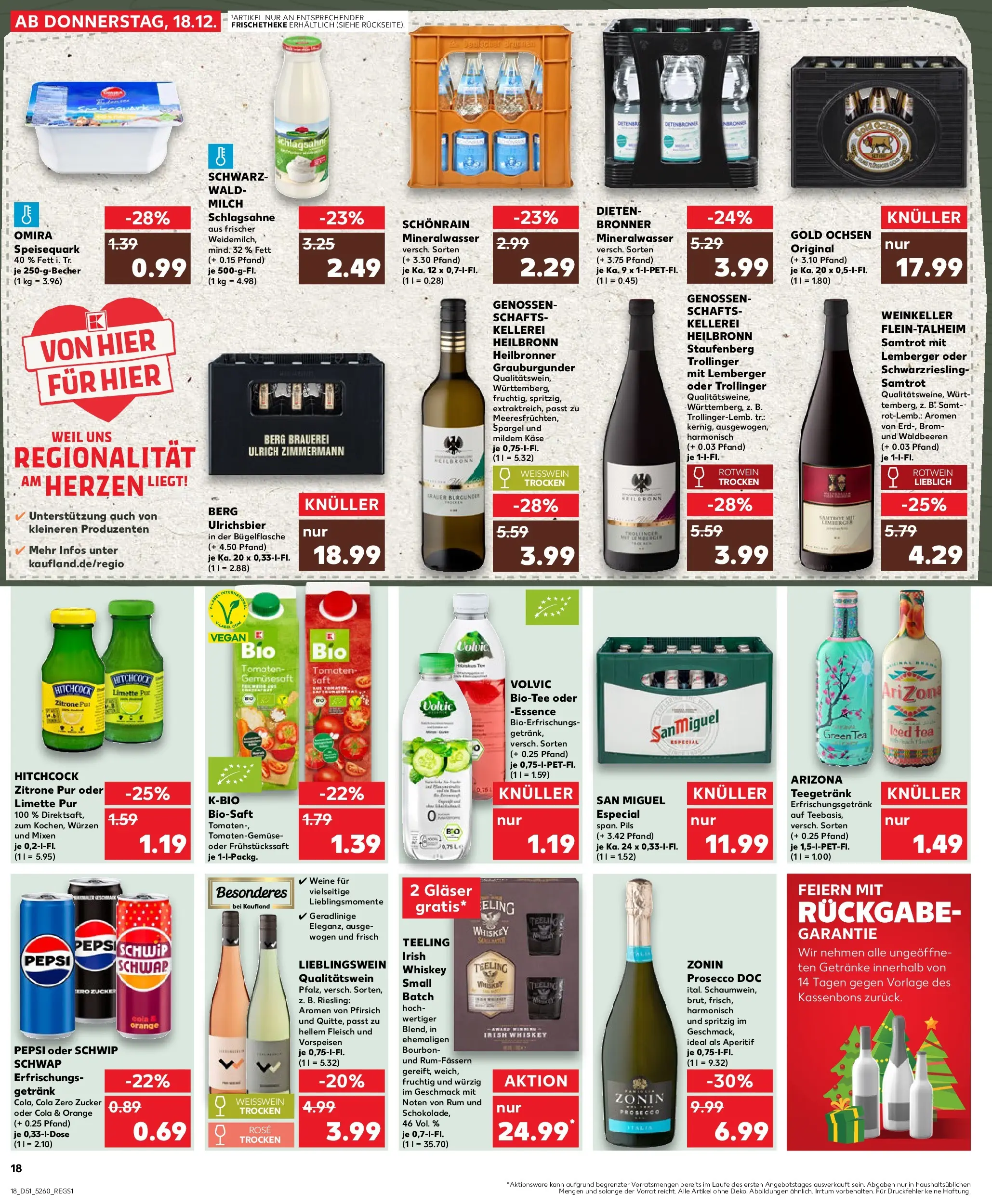 Prospekt Kaufland ab 18.12.2025 » Angebote Online zum Blättern | Seite: 18 | Produkte: Schlagsahne, Spargel, Fleisch, Whiskey