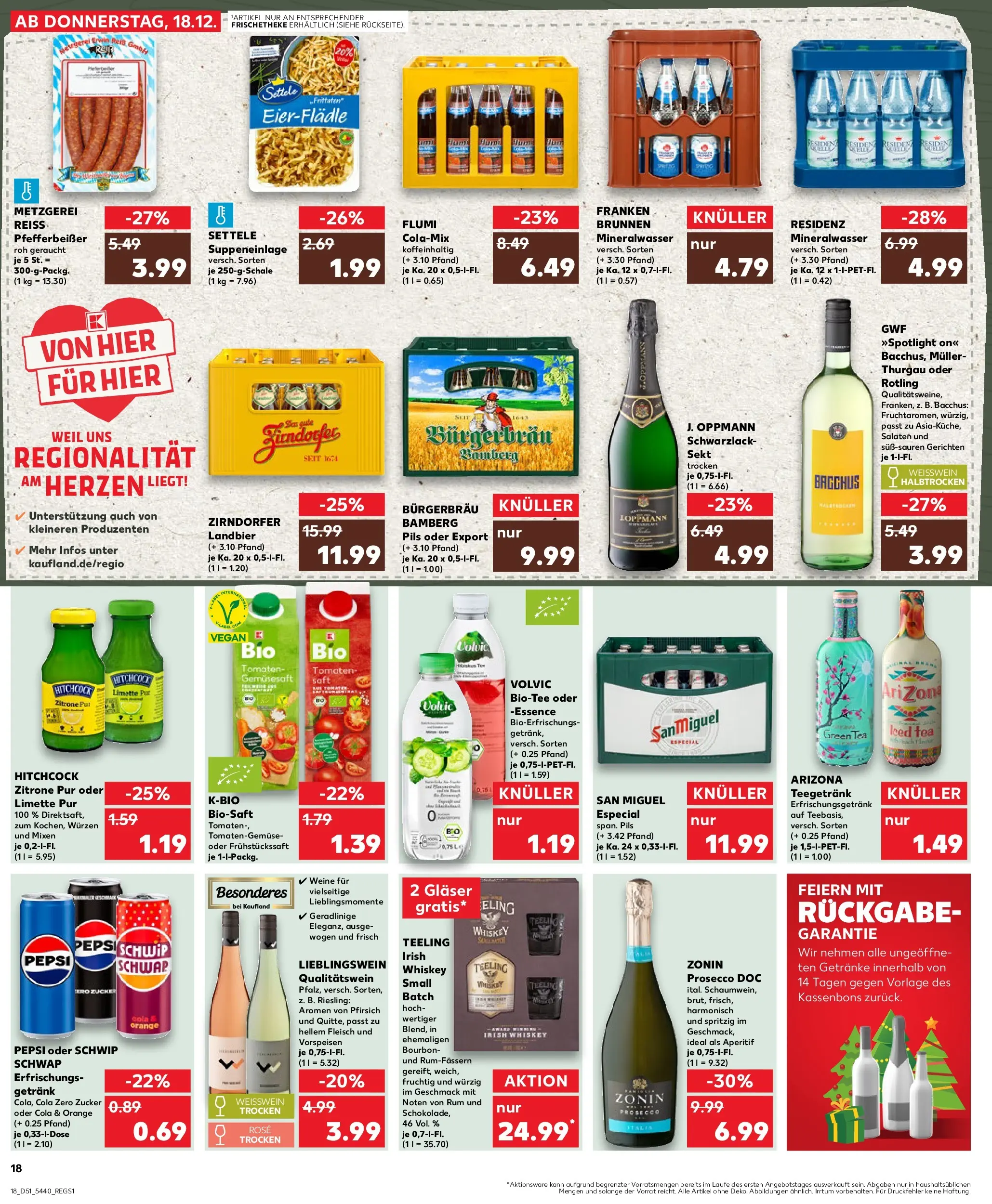 Prospekt Kaufland ab 18.12.2025 » Angebote Online zum Blättern | Seite: 18 | Produkte: Rum, Volvic, Fleisch, Whiskey