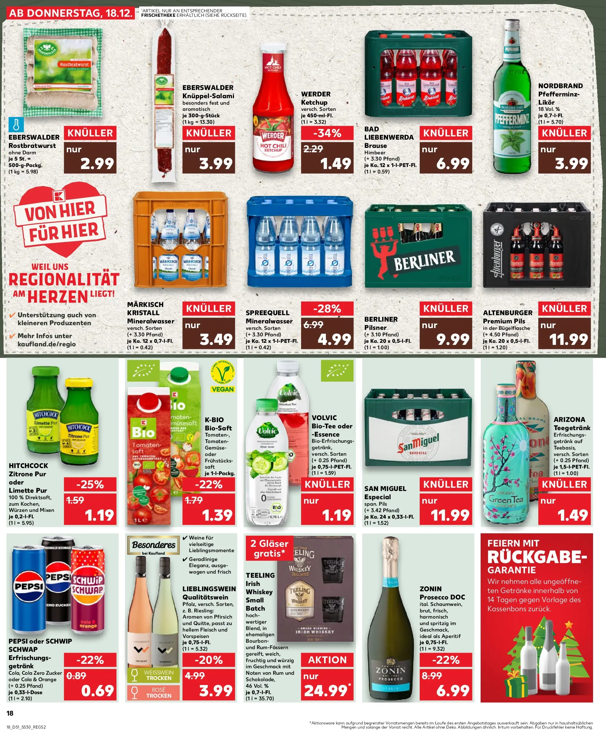 Prospekt Kaufland ab 18.12.2025 » Angebote Online zum Blättern | Seite: 18 | Produkte: Pfirsich, Volvic, Ketchup, Whiskey