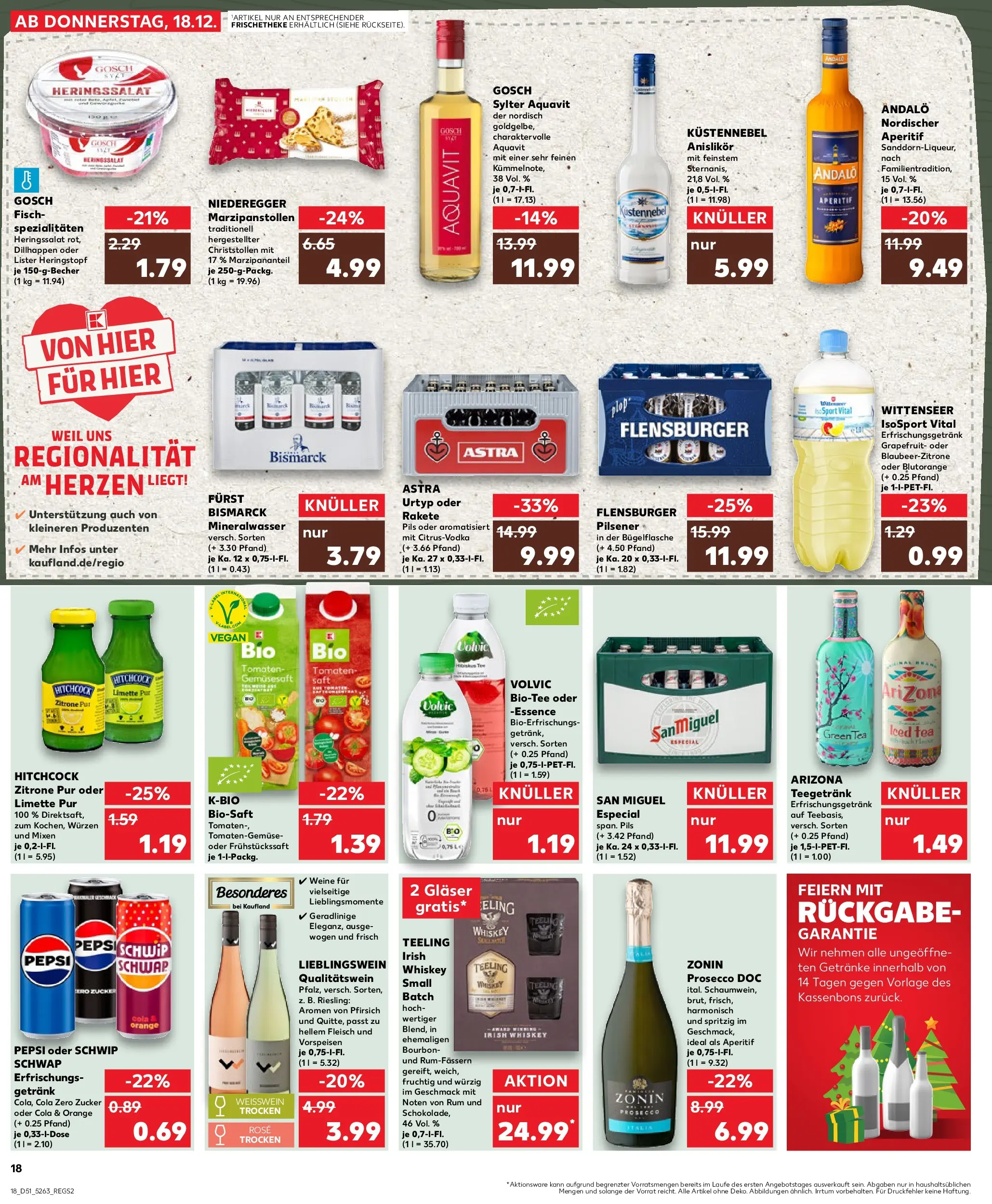 Prospekt Kaufland ab 18.12.2025 » Angebote Online zum Blättern | Seite: 18 | Produkte: Rum, Flensburger, Volvic, Fleisch