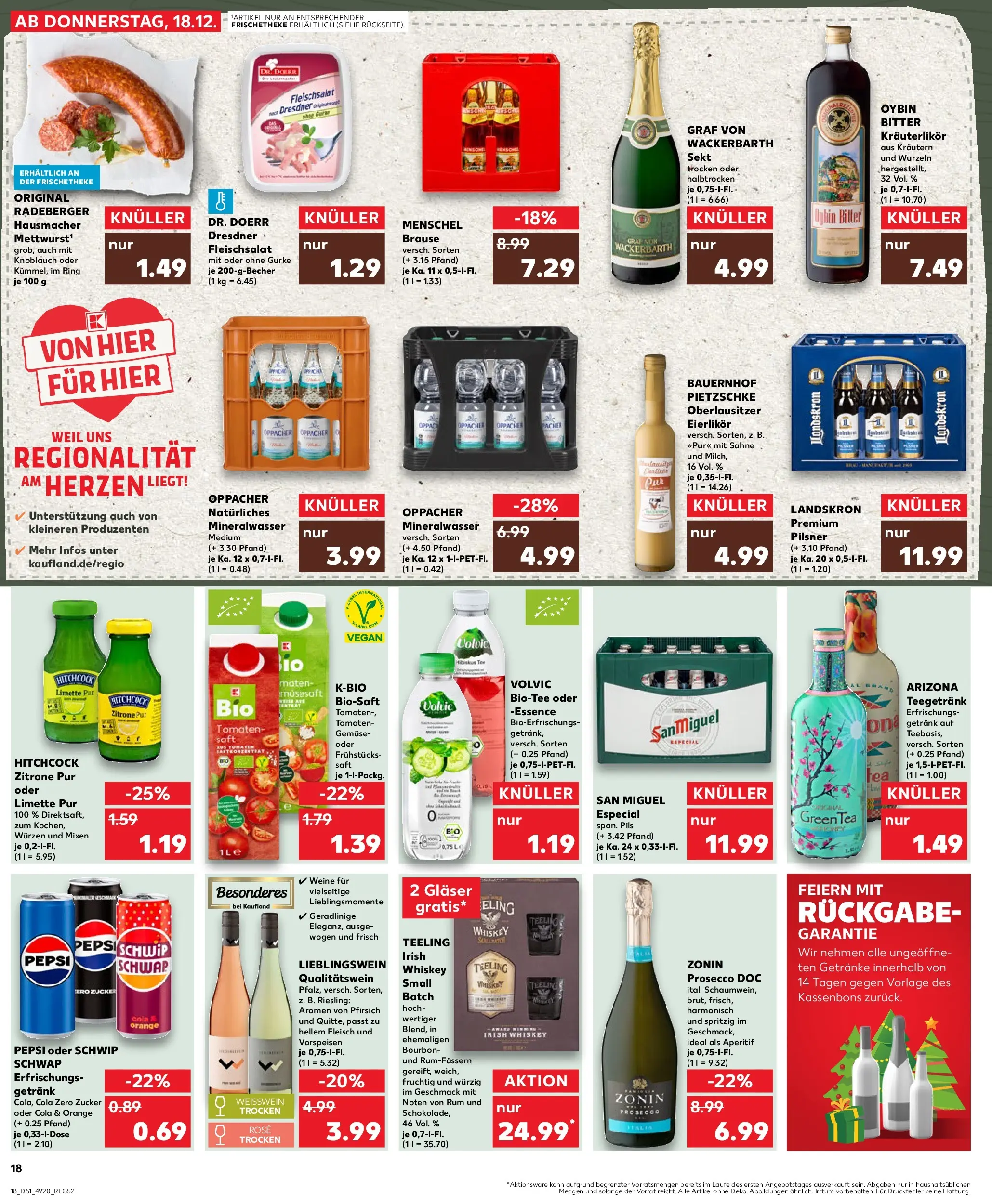 Prospekt Kaufland ab 18.12.2025 » Angebote Online zum Blättern | Seite: 18 | Produkte: Cola, Rum, Mineralwasser, Whiskey