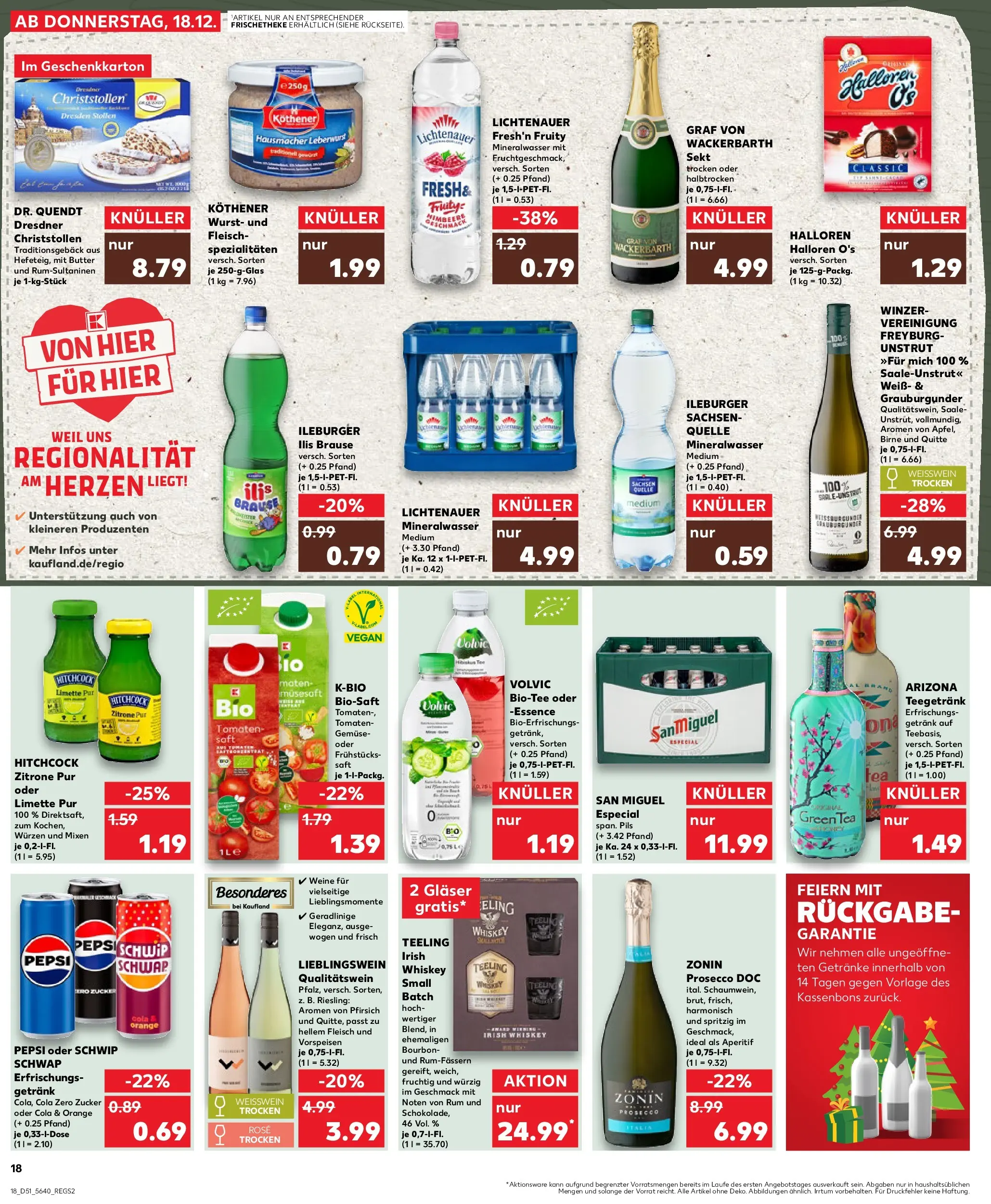 Prospekt Kaufland ab 18.12.2025 » Angebote Online zum Blättern | Seite: 18 | Produkte: Cola, Rum, Pfirsich, Himbeere