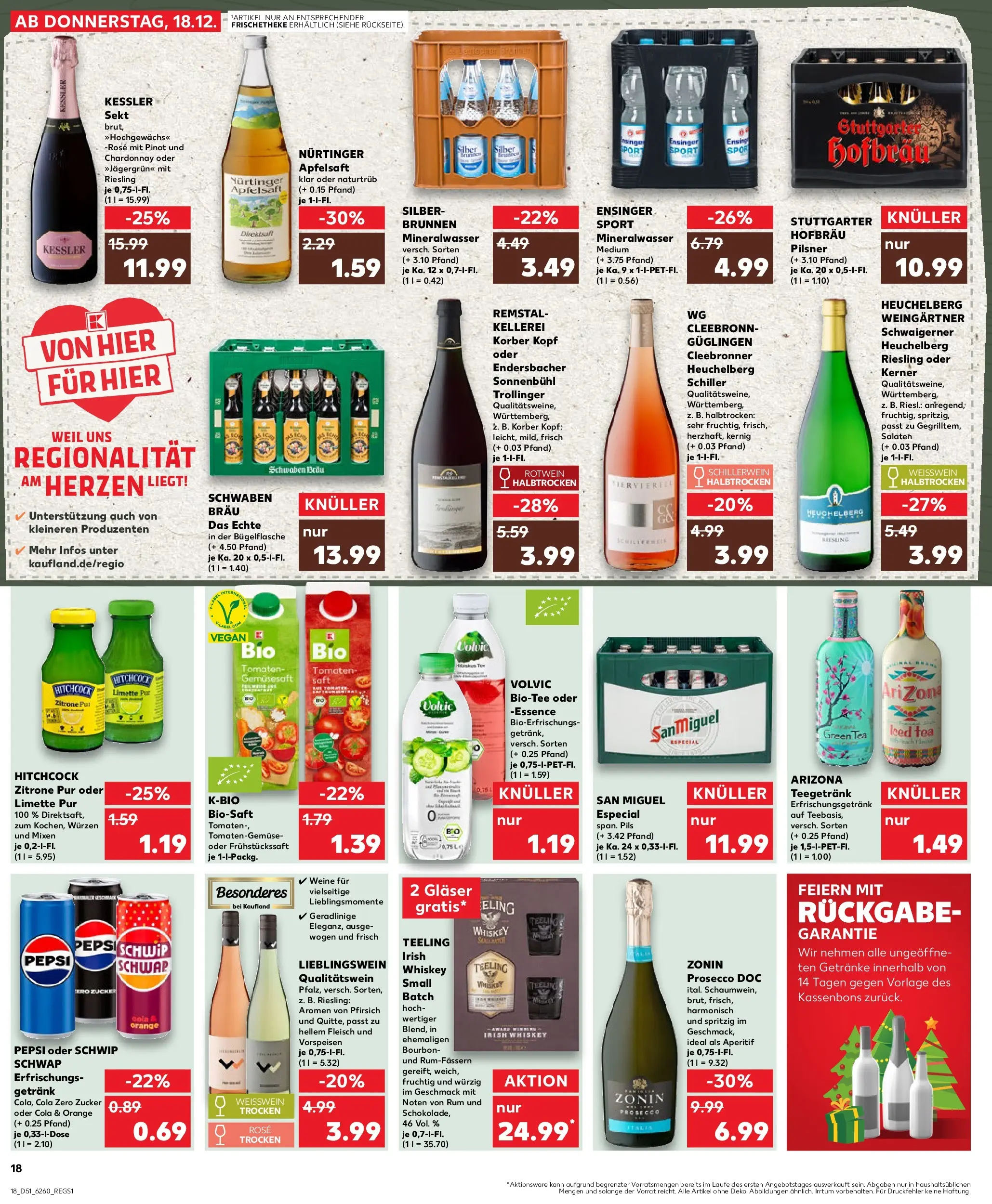 Prospekt Kaufland ab 18.12.2025 » Angebote Online zum Blättern | Seite: 18 | Produkte: Apfelsaft, Prosecco, Bourbon, Whiskey