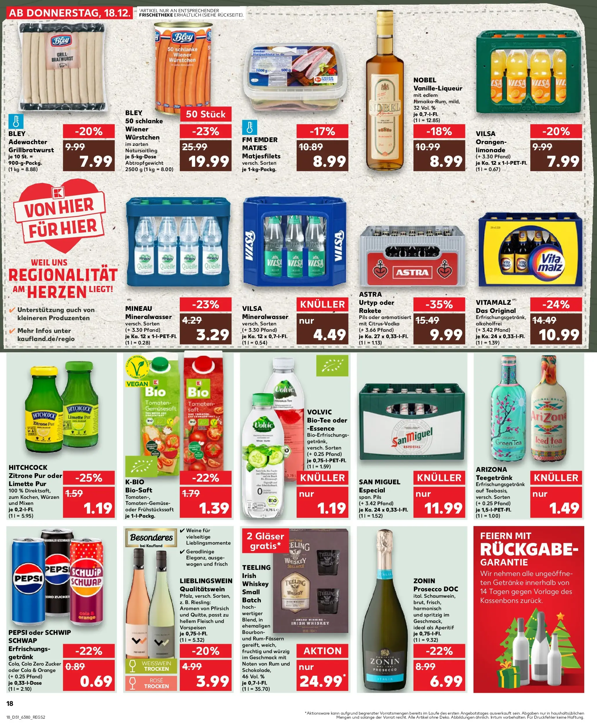 Prospekt Kaufland ab 18.12.2025 » Angebote Online zum Blättern | Seite: 18 | Produkte: Limonade, Schwip schwap, Zucker, Whiskey