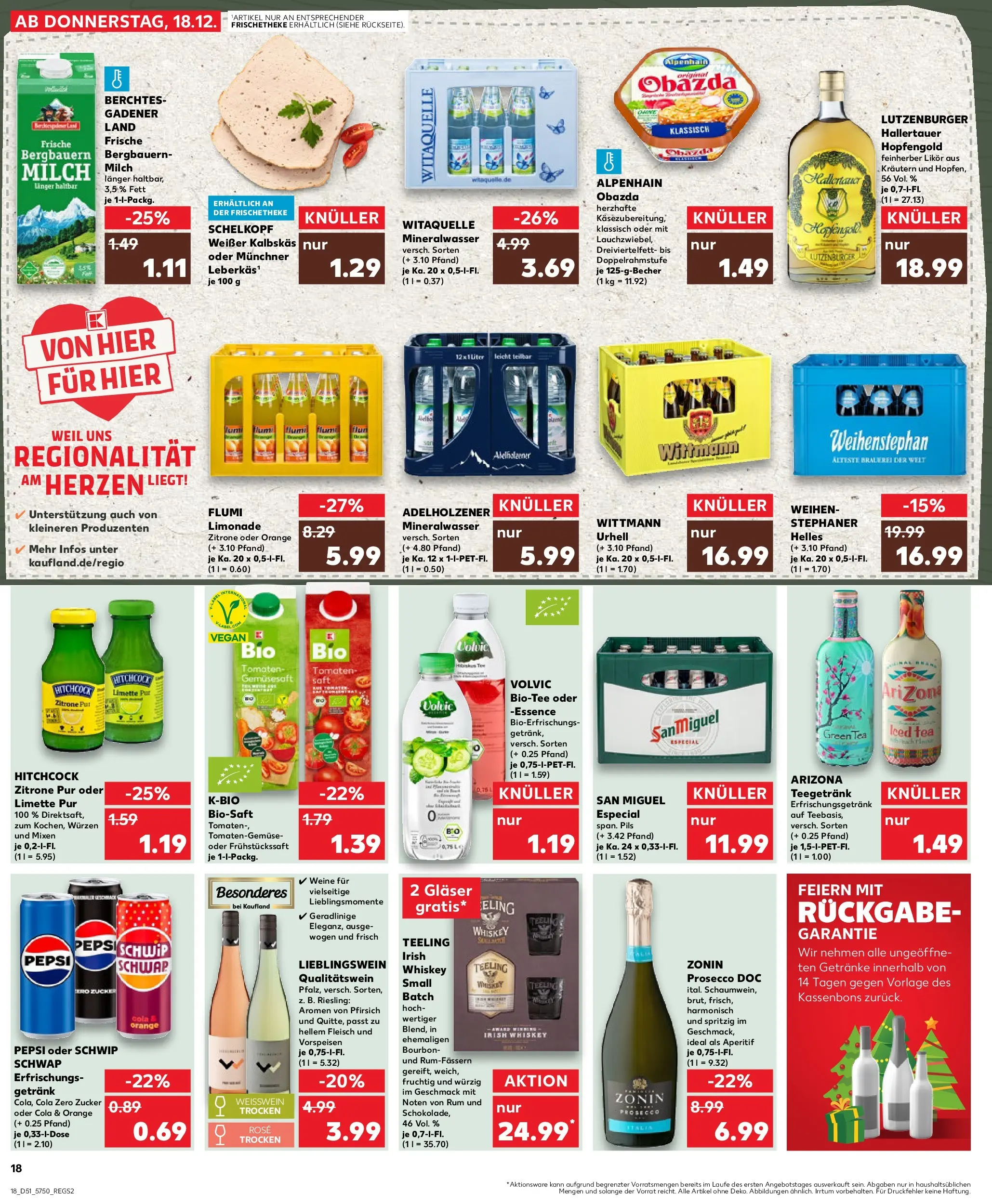 Prospekt Kaufland ab 17.12.2025 » Angebote Online zum Blättern | Seite: 18 | Produkte: Weißwein, Schwip schwap, Pepsi, Whiskey