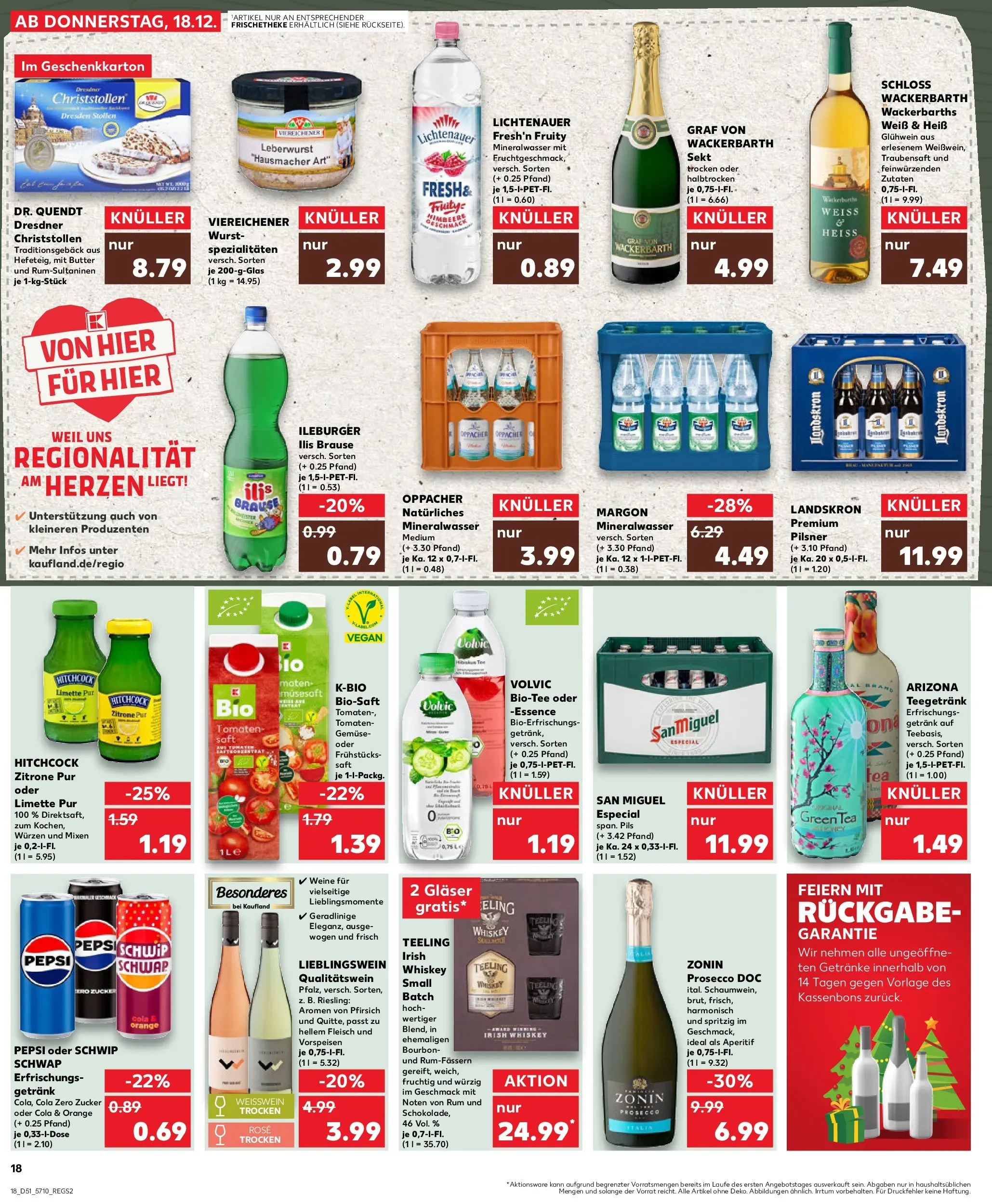 Prospekt Kaufland ab 18.12.2025 » Angebote Online zum Blättern | Seite: 18 | Produkte: Prosecco, Zitrone, Wurst, Saft