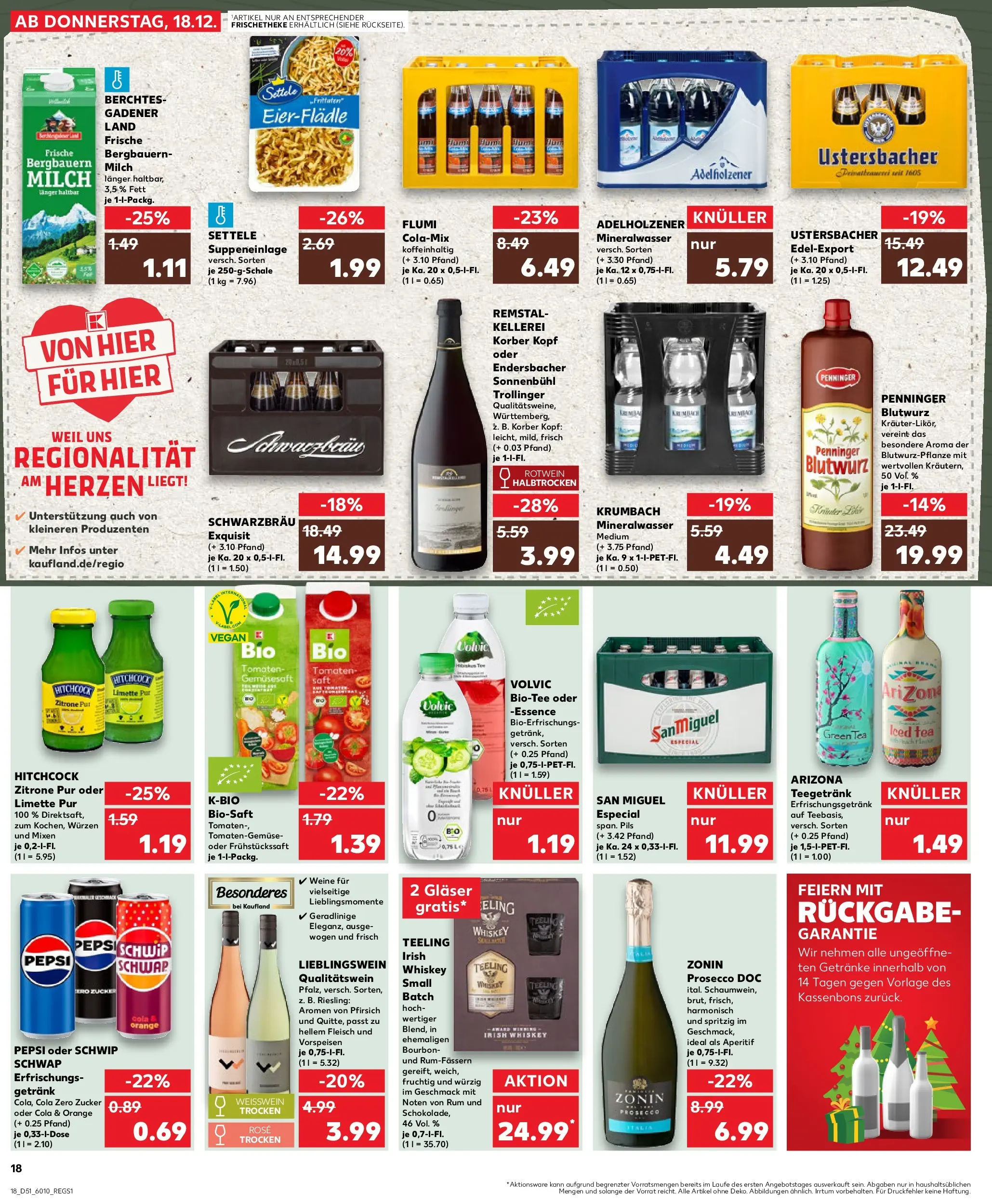 Prospekt Kaufland ab 18.12.2025 » Angebote Online zum Blättern | Seite: 18 | Produkte: Cola, Weißwein trocken, Pfirsich, Pepsi
