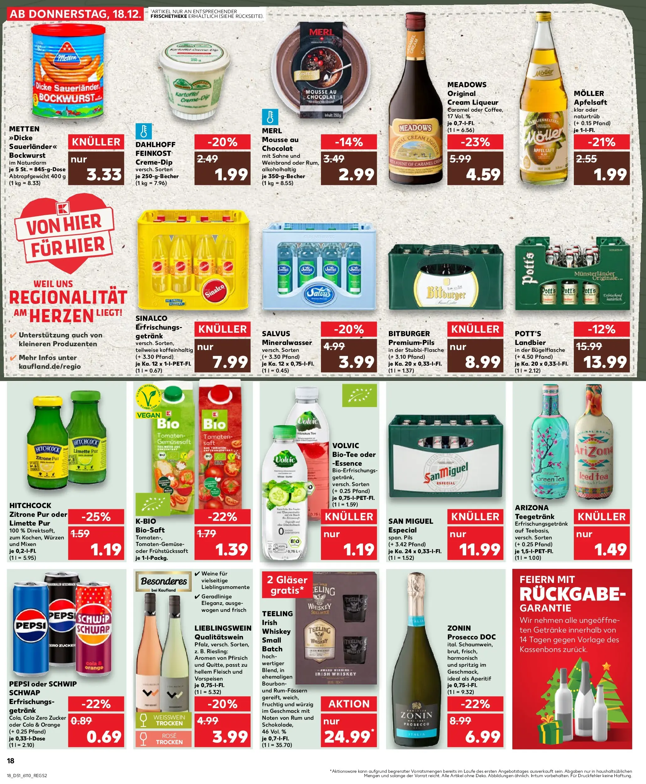 Prospekt Kaufland ab 18.12.2025 » Angebote Online zum Blättern | Seite: 18 | Produkte: Zitrone, Volvic, Fleisch, Whiskey