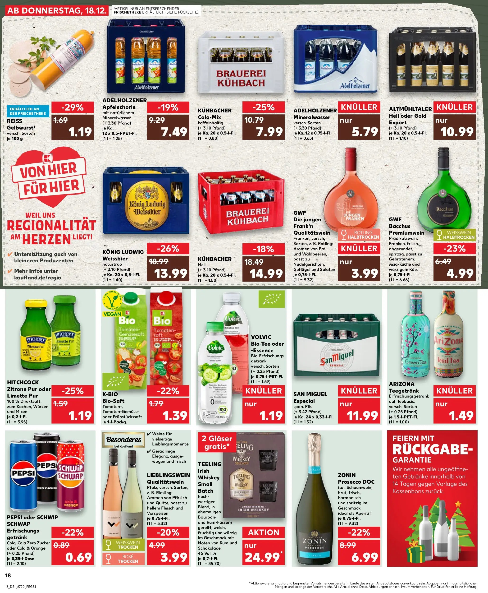 Prospekt Kaufland ab 18.12.2025 » Angebote Online zum Blättern | Seite: 18 | Produkte: Pils, Adelholzener, Limette, Volvic