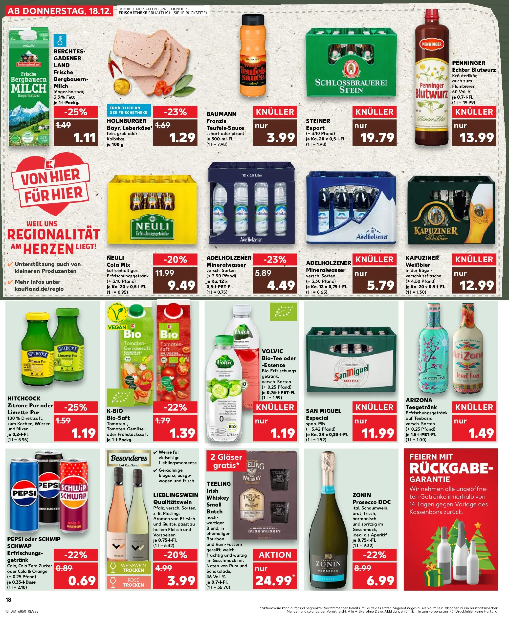 Prospekt Kaufland ab 18.12.2025 » Angebote Online zum Blättern | Seite: 18 | Produkte: Milch, Weißwein, Volvic, Whiskey