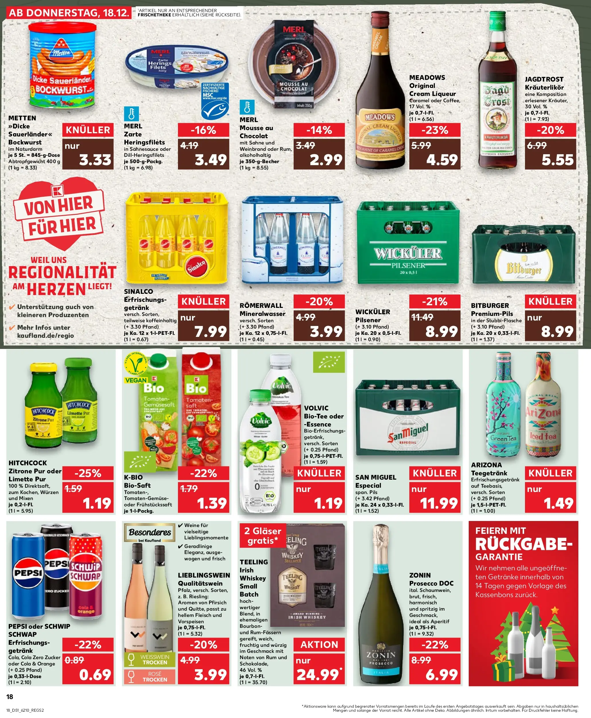 Prospekt Kaufland ab 18.12.2025 » Angebote Online zum Blättern | Seite: 18 | Produkte: Rum, Schwip schwap, Pepsi, Bourbon