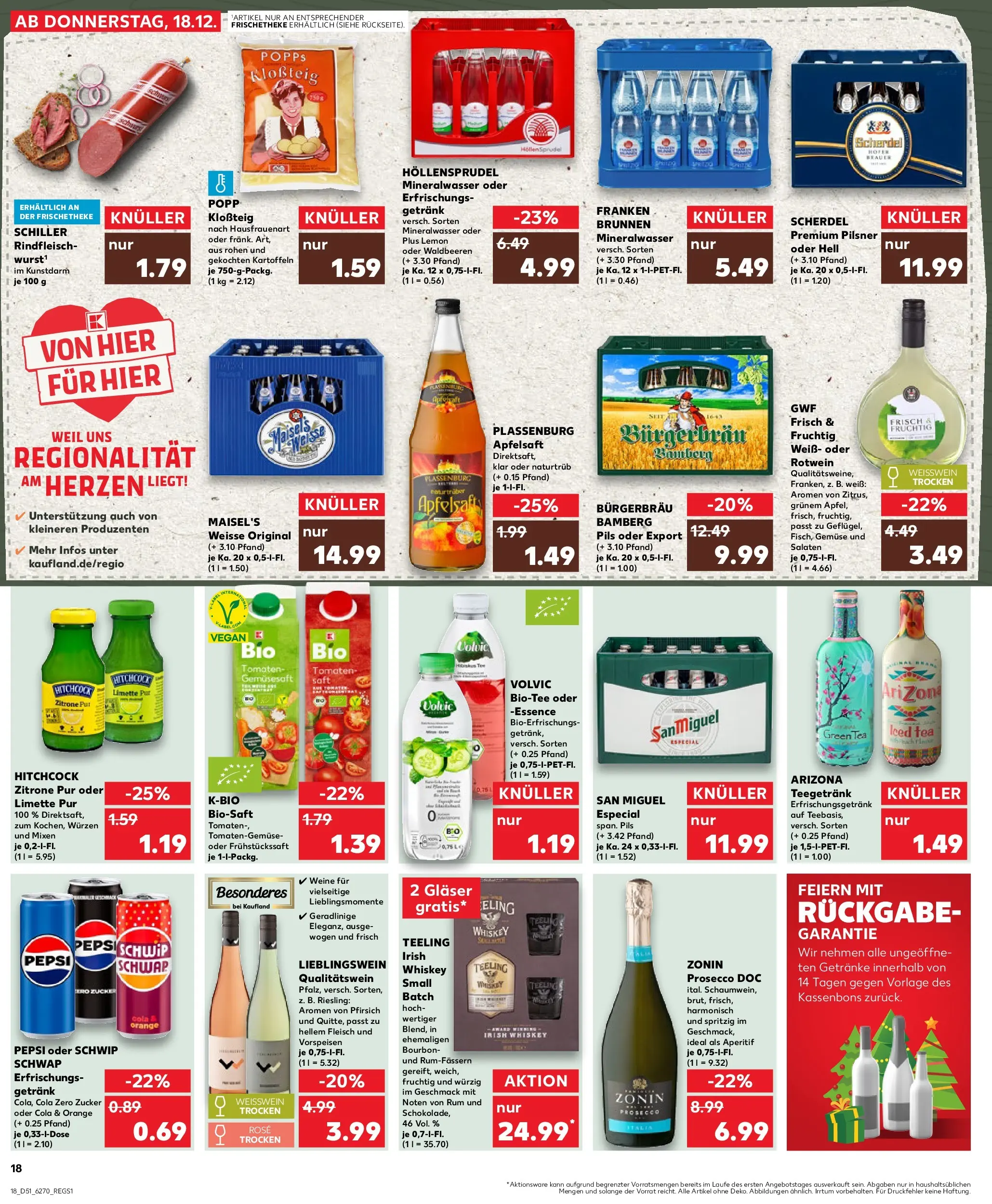 Prospekt Kaufland ab 18.12.2025 » Angebote Online zum Blättern | Seite: 18 | Produkte: Tomaten, Zucker, Zitrone, Whiskey