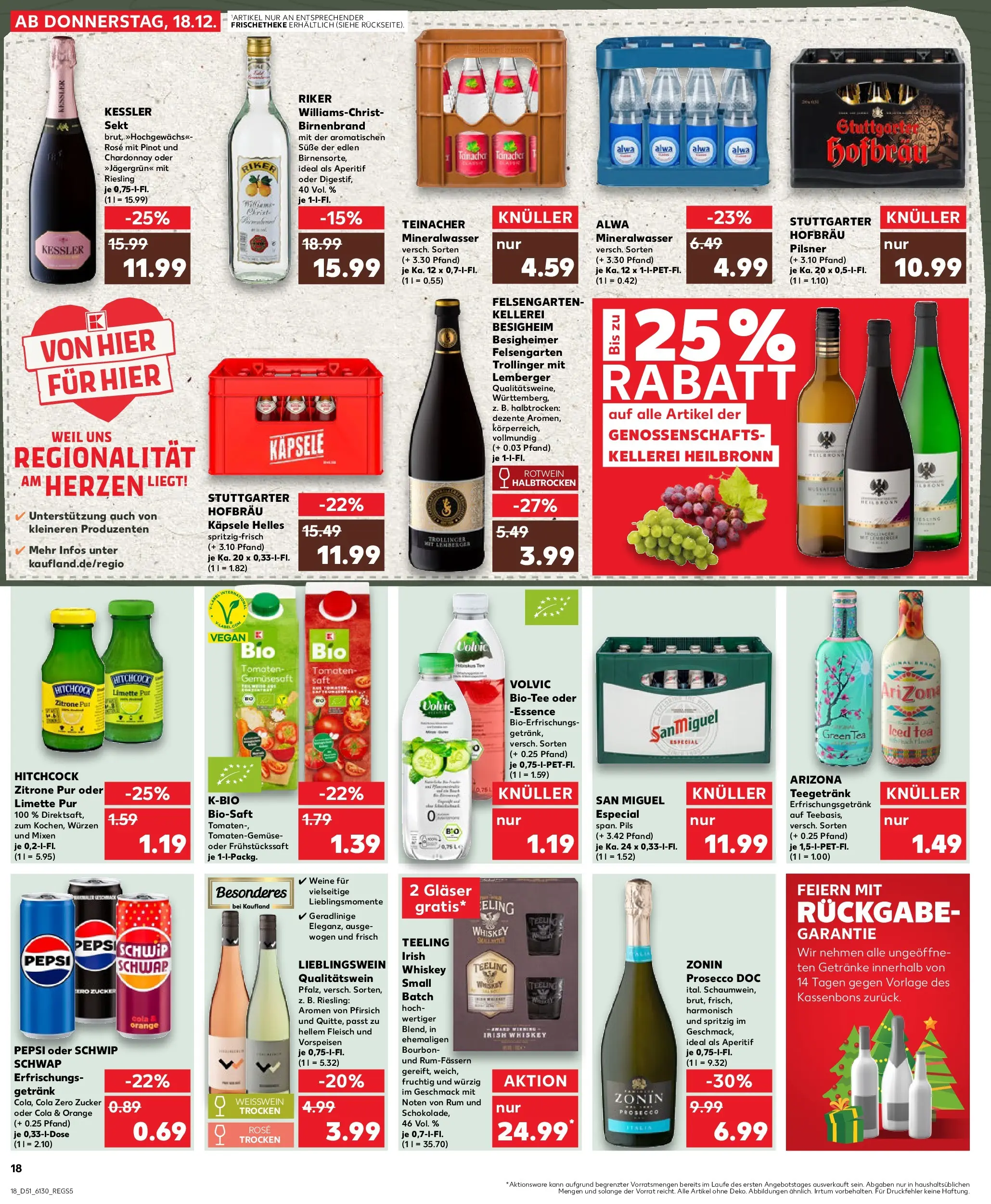 Prospekt Kaufland ab 18.12.2025 » Angebote Online zum Blättern | Seite: 18 | Produkte: Cola, Rotwein halbtrocken, Tomaten, Prosecco