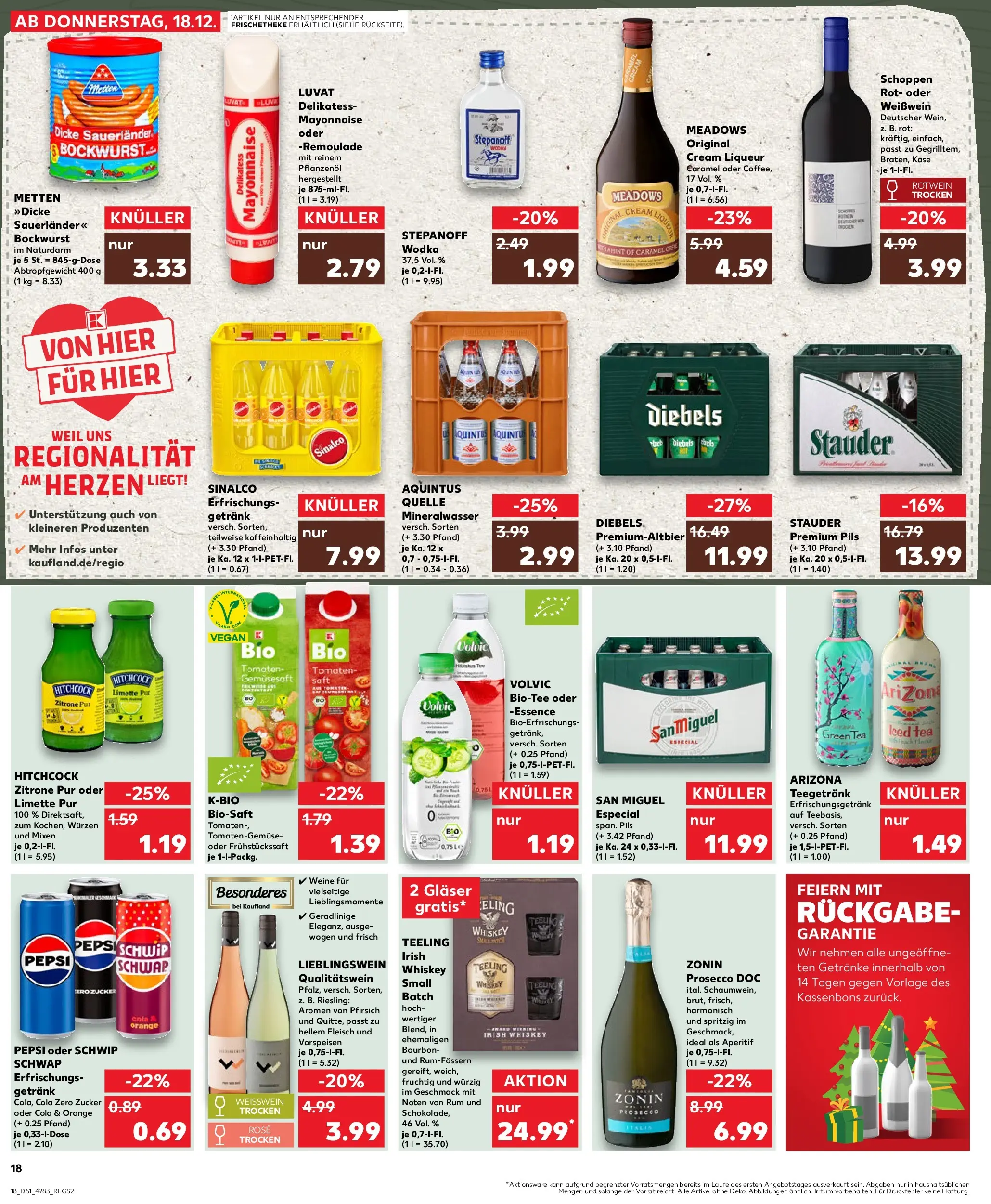 Prospekt Kaufland ab 18.12.2025 » Angebote Online zum Blättern | Seite: 18 | Produkte: Käse, Weißwein, Pils, Pfirsich