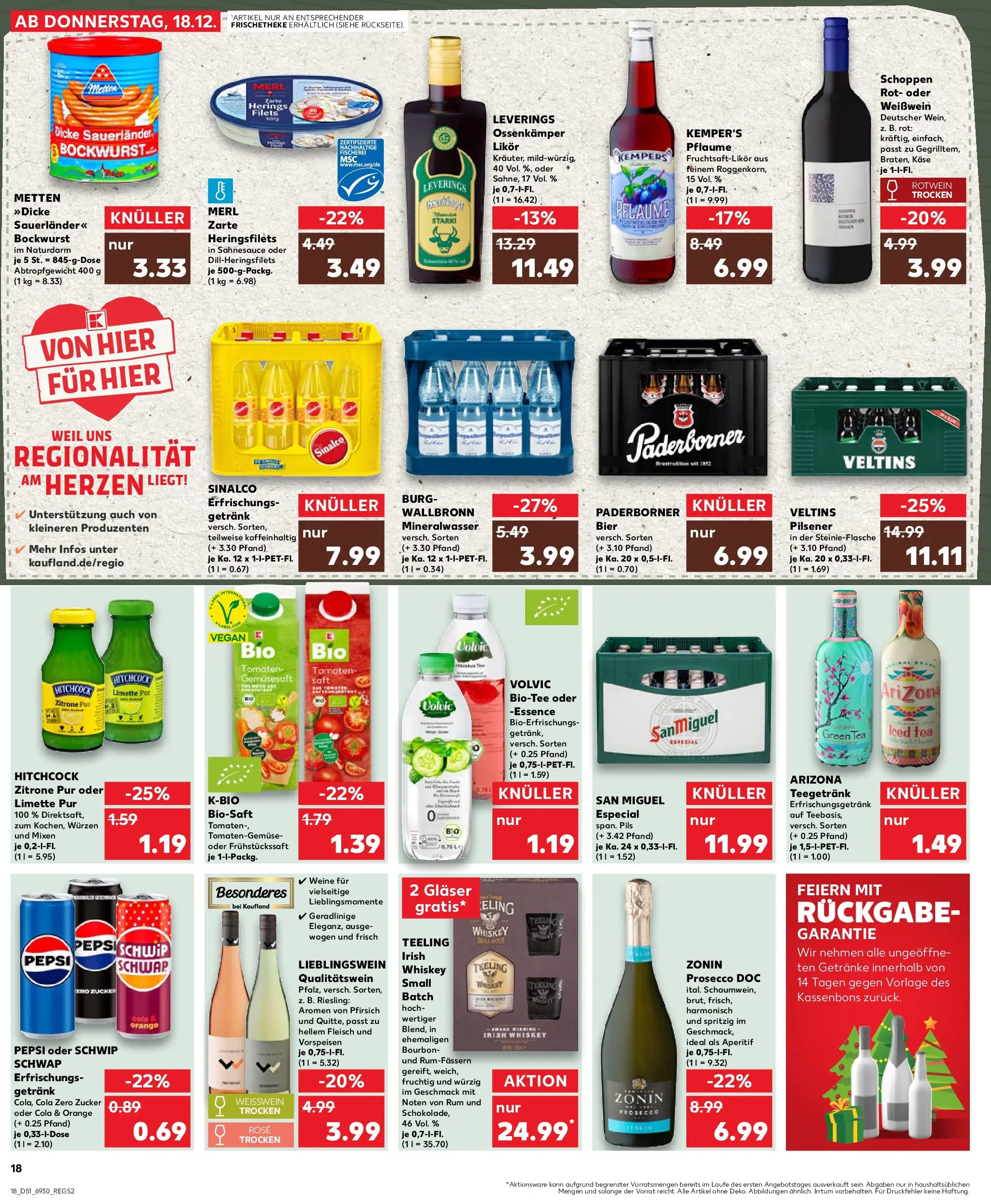 Prospekt Kaufland ab 18.12.2025 » Angebote Online zum Blättern | Seite: 18 | Produkte: Käse, Weißwein, Zucker, Fleisch