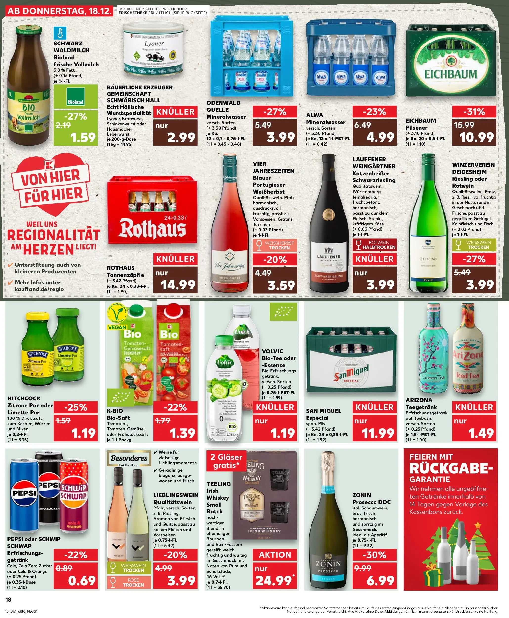Prospekt Kaufland ab 18.12.2025 » Angebote Online zum Blättern | Seite: 18 | Produkte: Weißwein, Tomaten, Fisch, Pfirsich