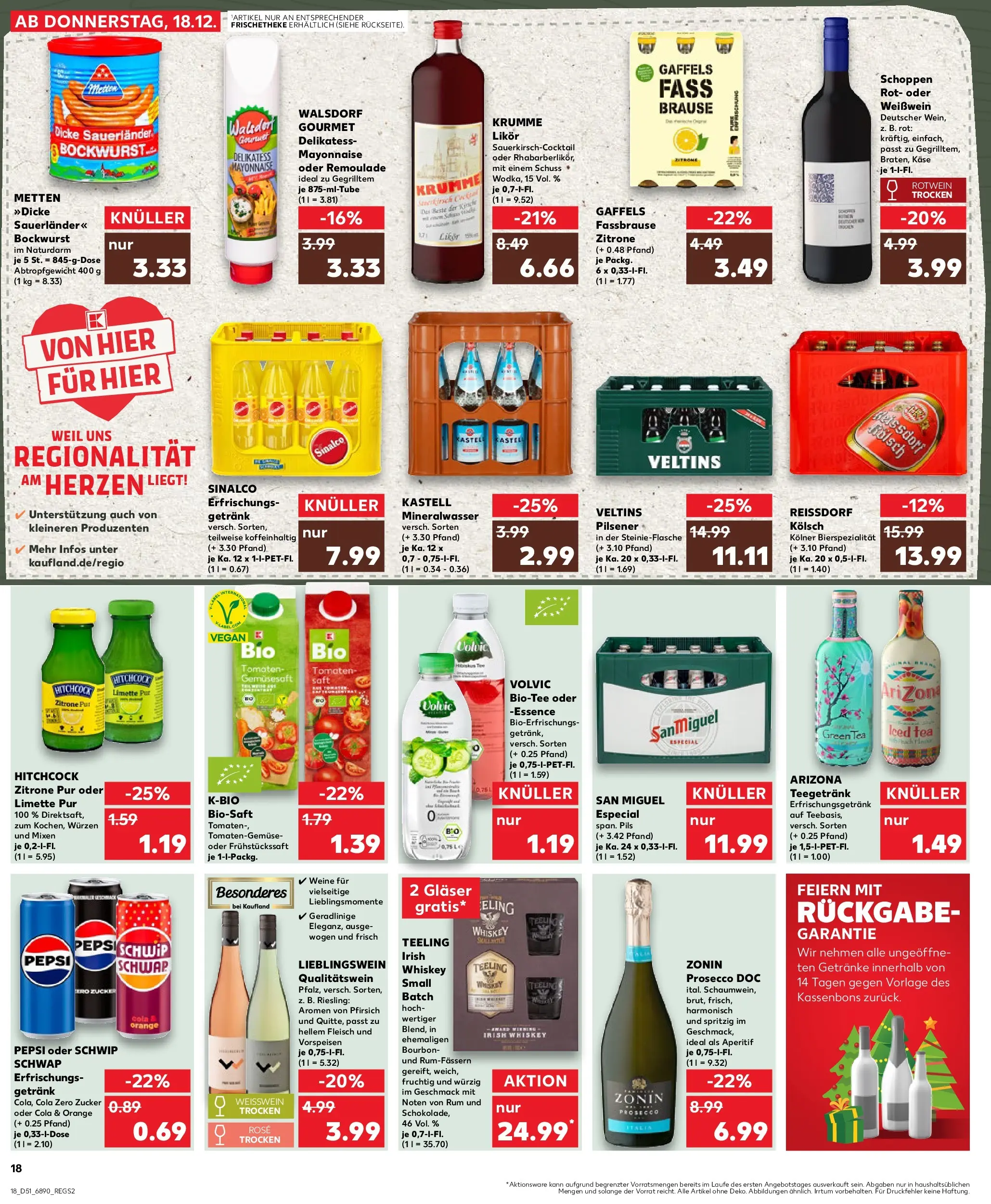 Prospekt Kaufland ab 18.12.2025 » Angebote Online zum Blättern | Seite: 18 | Produkte: Sinalco, Schwip schwap, Volvic, Veltins