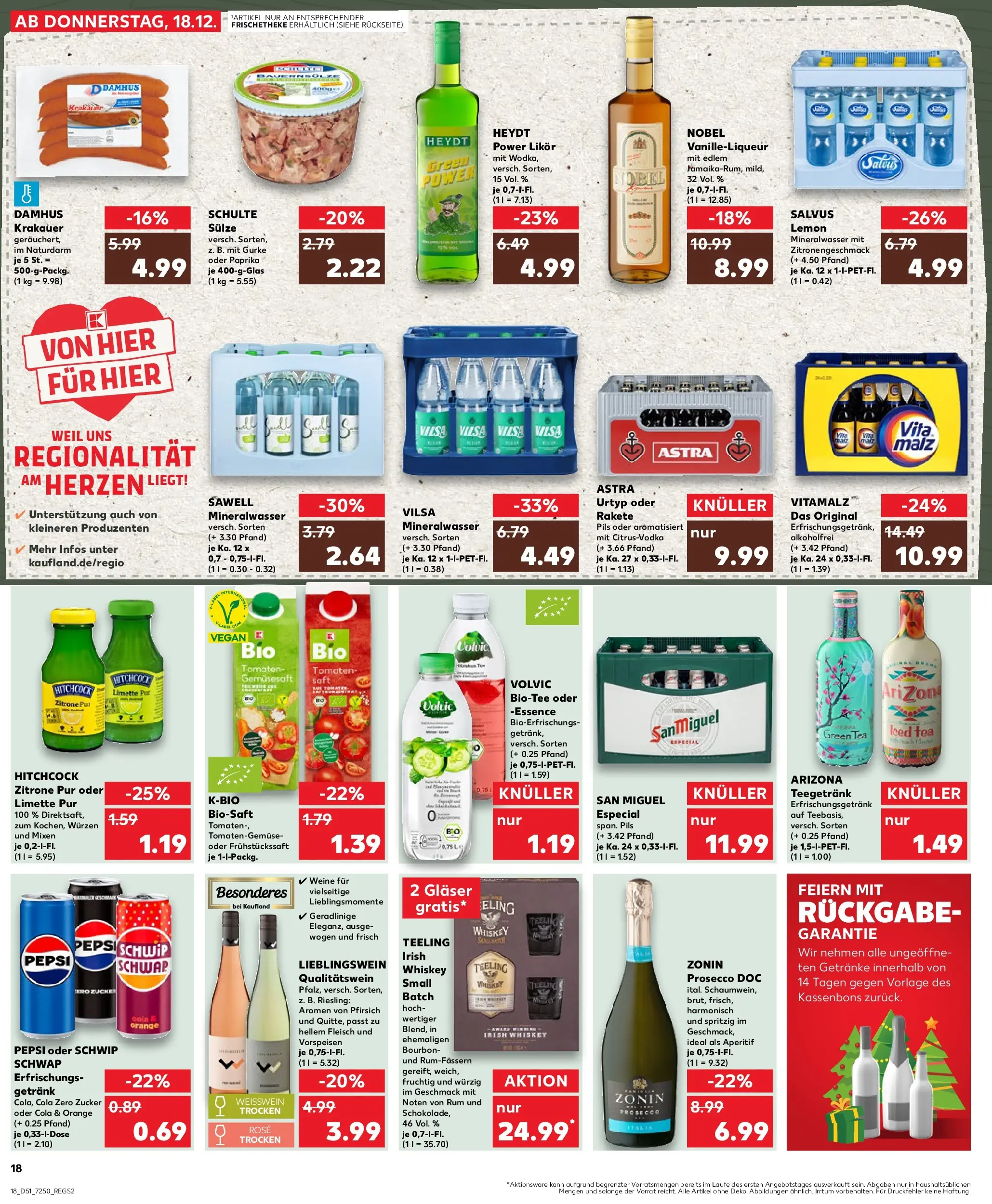 Prospekt Kaufland ab 18.12.2025 » Angebote Online zum Blättern | Seite: 18 | Produkte: Mineralwasser, Prosecco, Pepsi, Whiskey