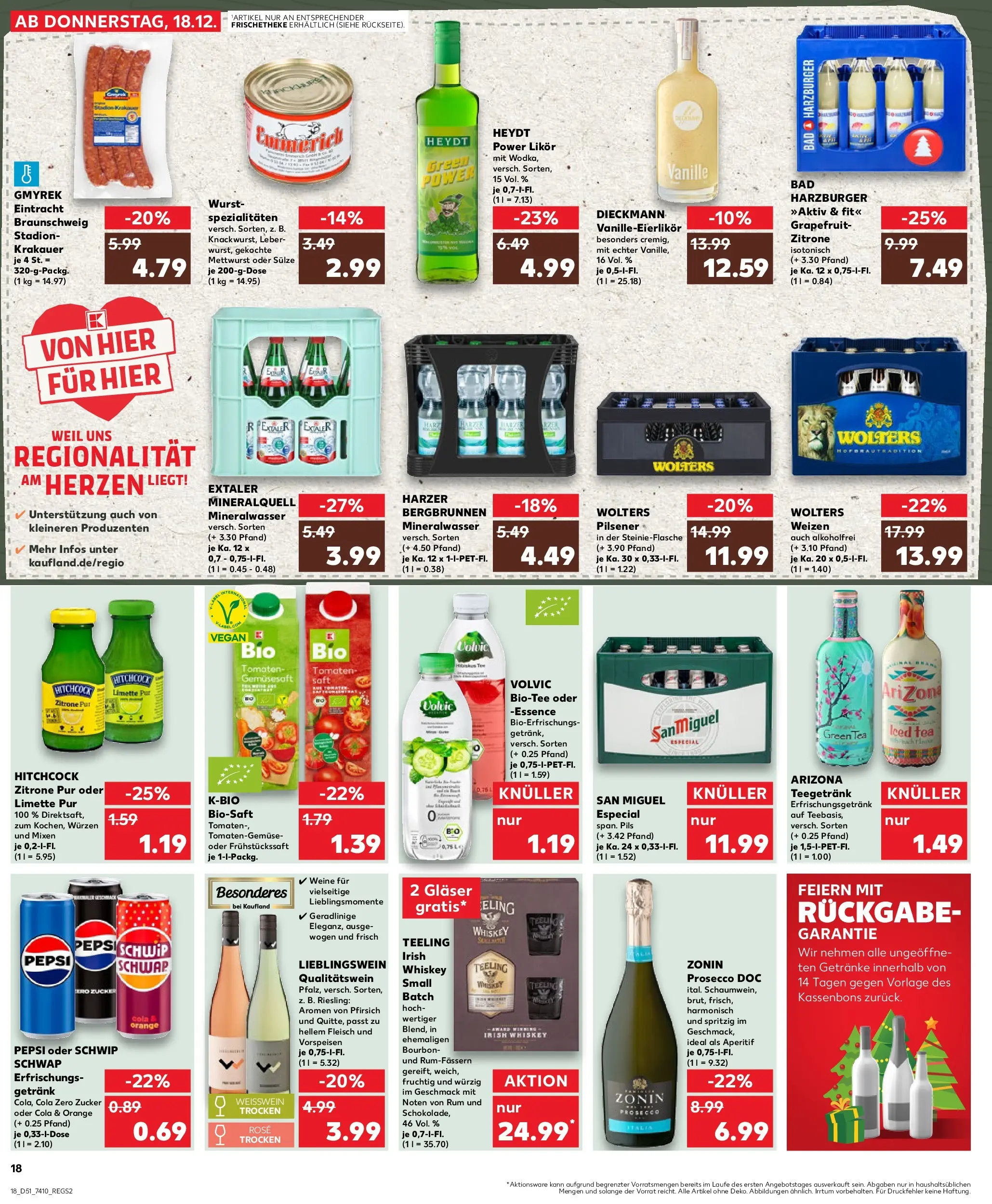 Prospekt Kaufland ab 18.12.2025 » Angebote Online zum Blättern | Seite: 18 | Produkte: Likör, Grapefruit, Prosecco, Whiskey