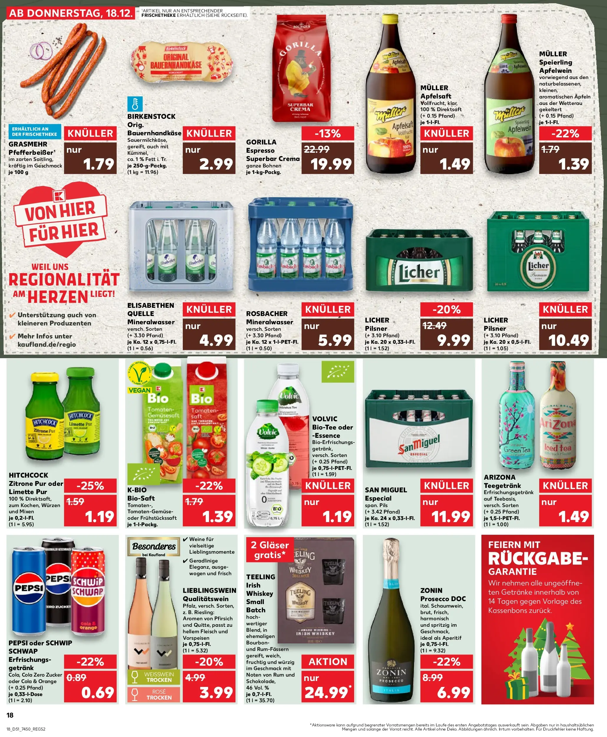 Prospekt Kaufland ab 18.12.2025 » Angebote Online zum Blättern | Seite: 18 | Produkte: Weißwein, Rum, Mineralwasser, Zitrone