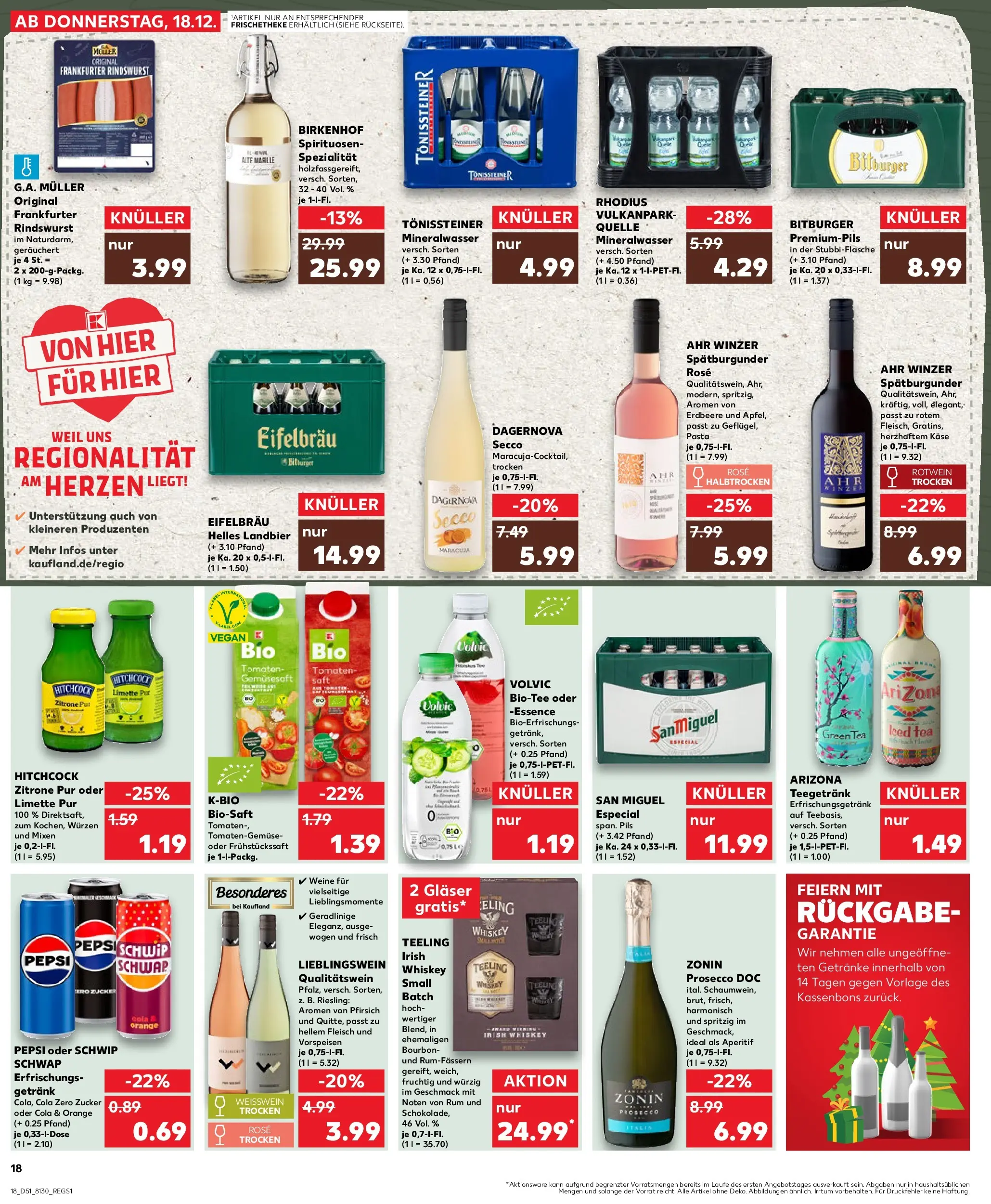 Prospekt Kaufland ab 18.12.2025 » Angebote Online zum Blättern | Seite: 18 | Produkte: Cola, Mineralwasser, Volvic, Fleisch