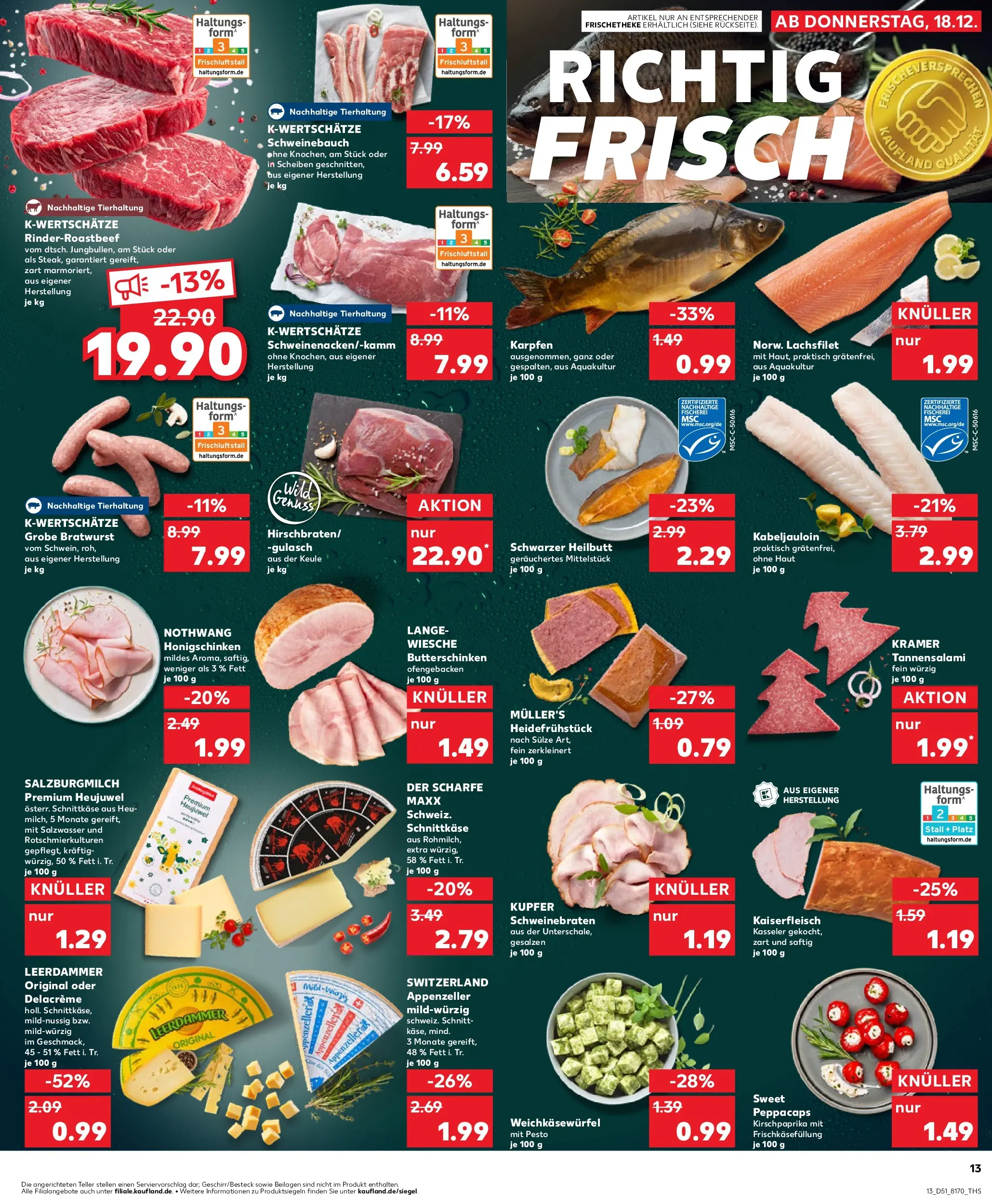 Prospekt Kaufland ab 18.12.2025 » Angebote Online zum Blättern | Seite: 13 | Produkte: Butter, Schweinebauch, Bratwurst, Gulasch