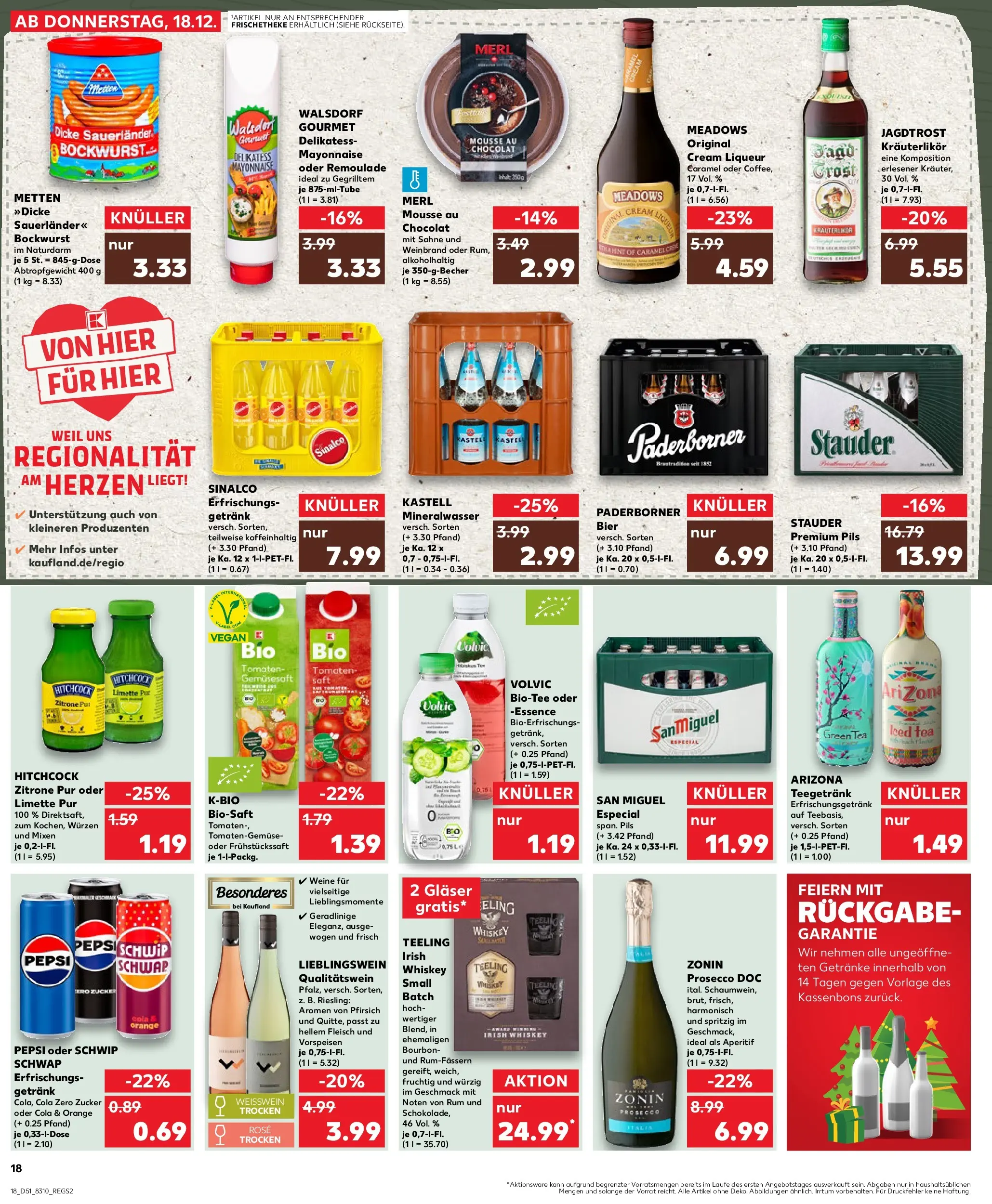 Prospekt Kaufland ab 18.12.2025 » Angebote Online zum Blättern | Seite: 18 | Produkte: Bockwurst, Zucker, Bourbon, Fleisch