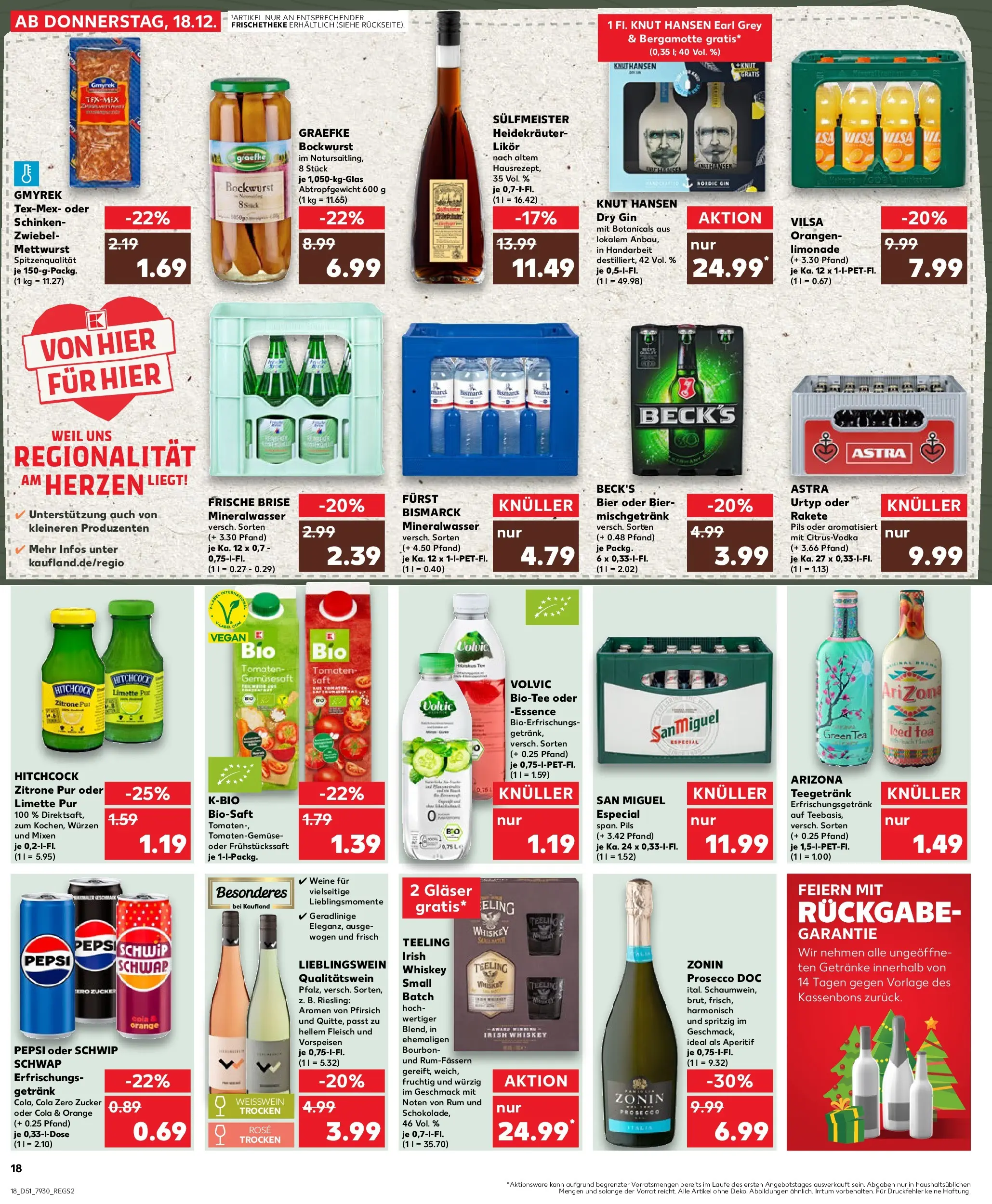 Prospekt Kaufland ab 18.12.2025 » Angebote Online zum Blättern | Seite: 18 | Produkte: Rum, Limette, Volvic, Whiskey