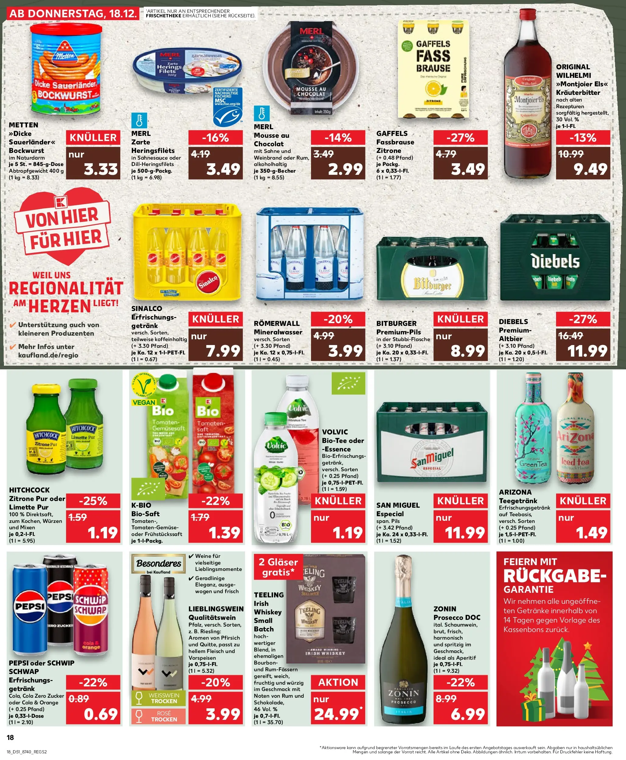 Prospekt Kaufland ab 18.12.2025 » Angebote Online zum Blättern | Seite: 18 | Produkte: Sinalco, Weißwein, Rum, Fassbrause