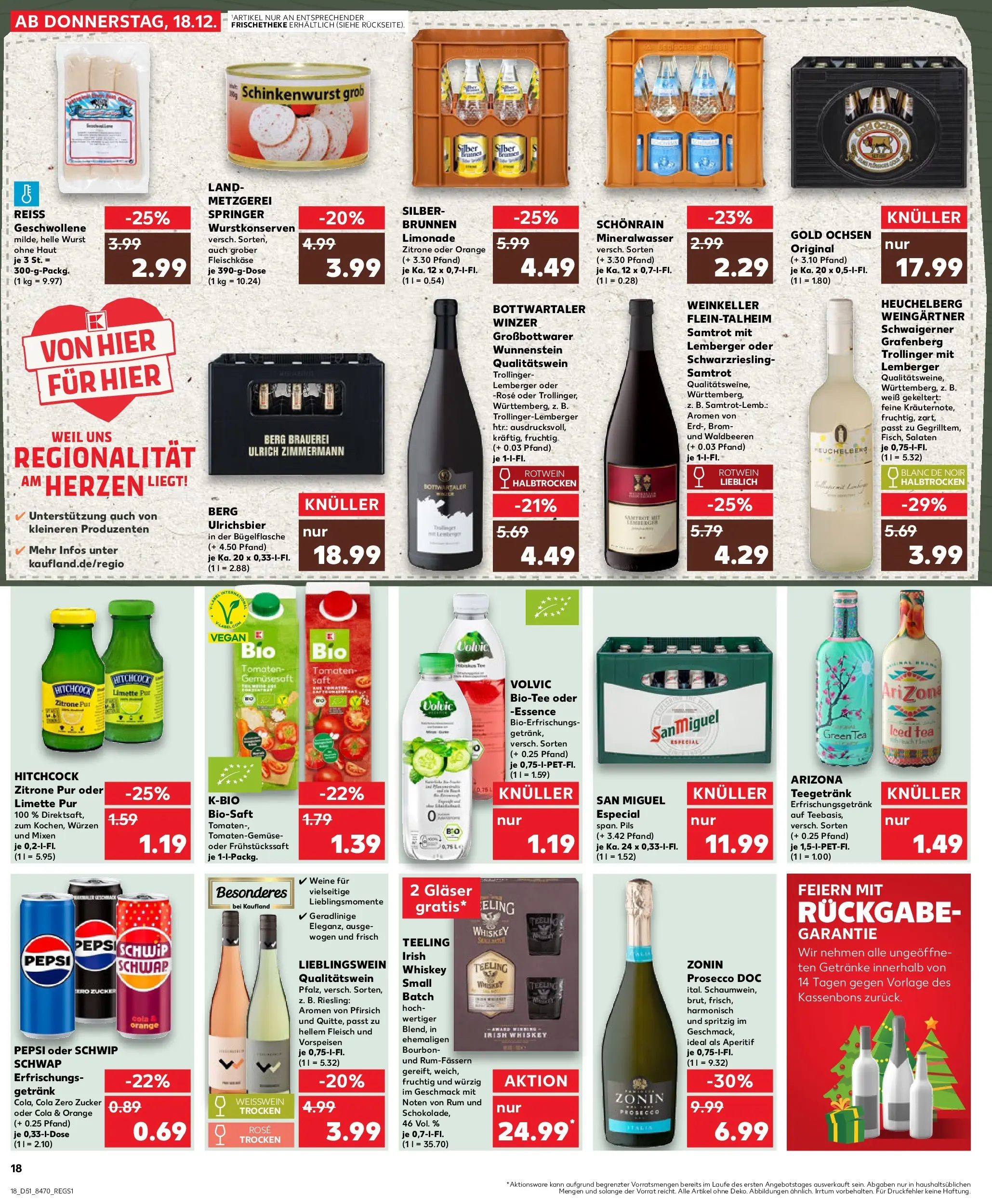 Prospekt Kaufland ab 18.12.2025 » Angebote Online zum Blättern | Seite: 18 | Produkte: Prosecco, Zucker, Wurst, Limette