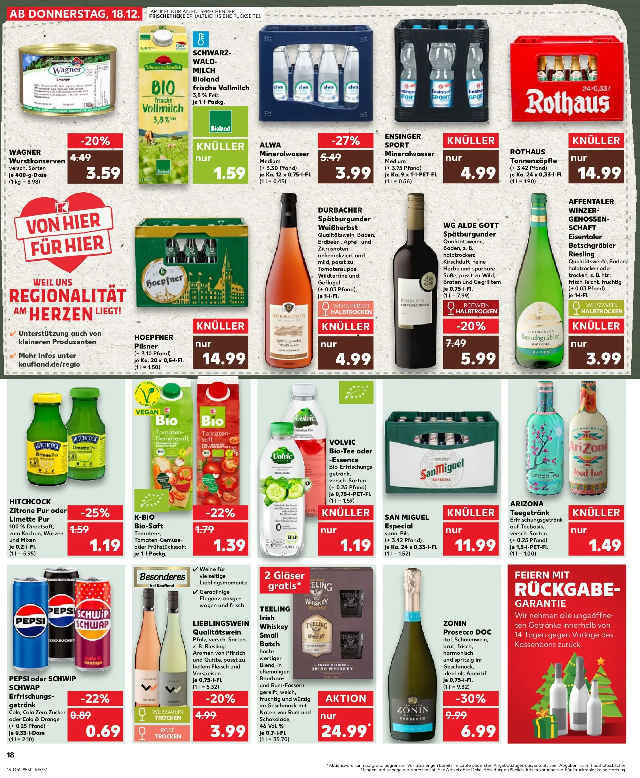 Prospekt Kaufland ab 18.12.2025 » Angebote Online zum Blättern | Seite: 18 | Produkte: Rotwein, Tomaten, Zitrone, Whiskey